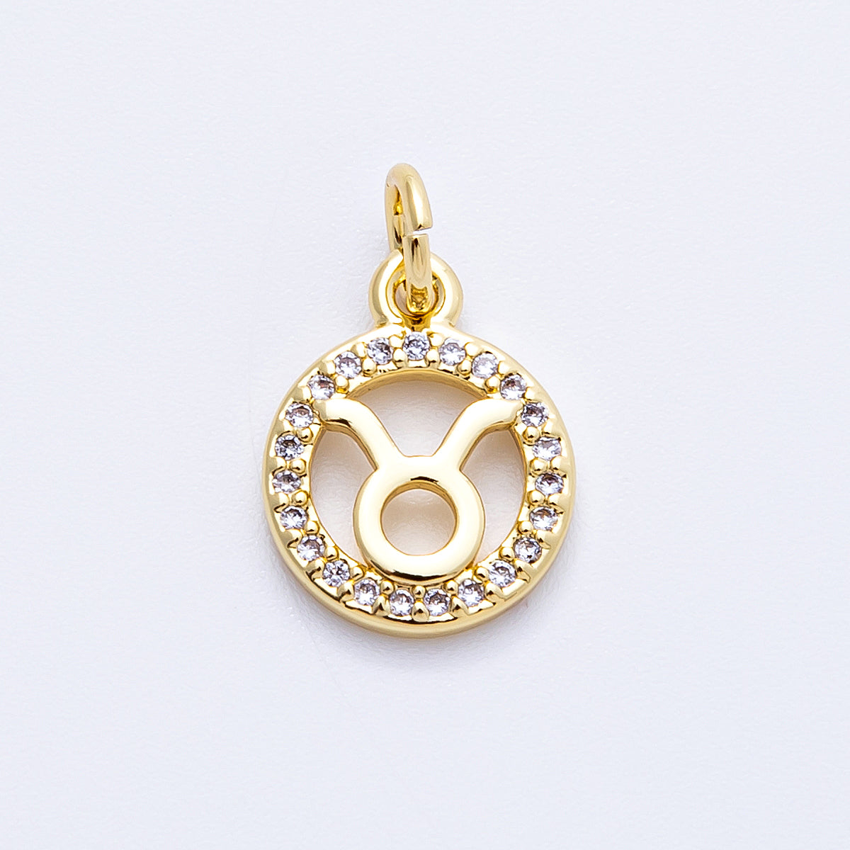 16K Gold Filled 13.5mm Micro Paved CZ Personalized Zodiac Sign Charm | Charms-00223 ~ Charms-00234