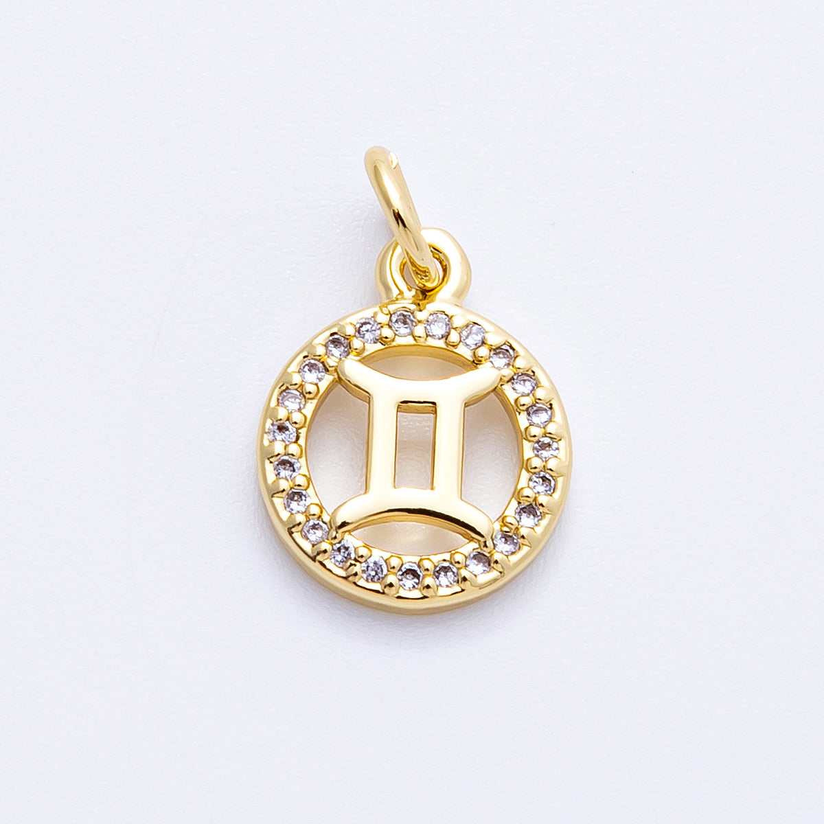 16K Gold Filled 13.5mm Micro Paved CZ Personalized Zodiac Sign Charm | Charms-00223 ~ Charms-00234