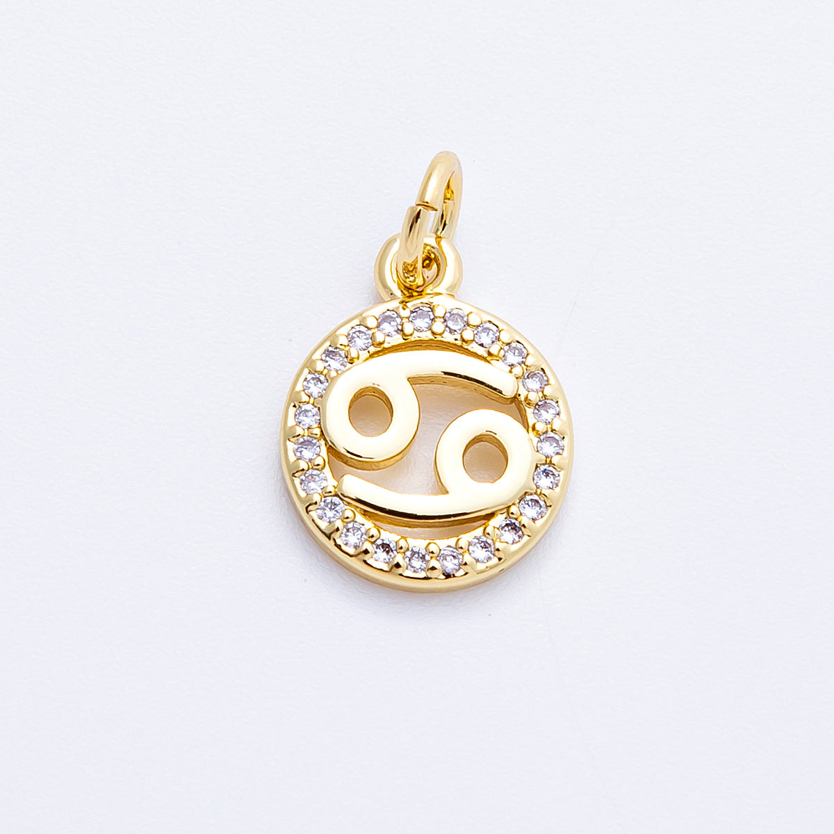 16K Gold Filled 13.5mm Micro Paved CZ Personalized Zodiac Sign Charm | Charms-00223 ~ Charms-00234