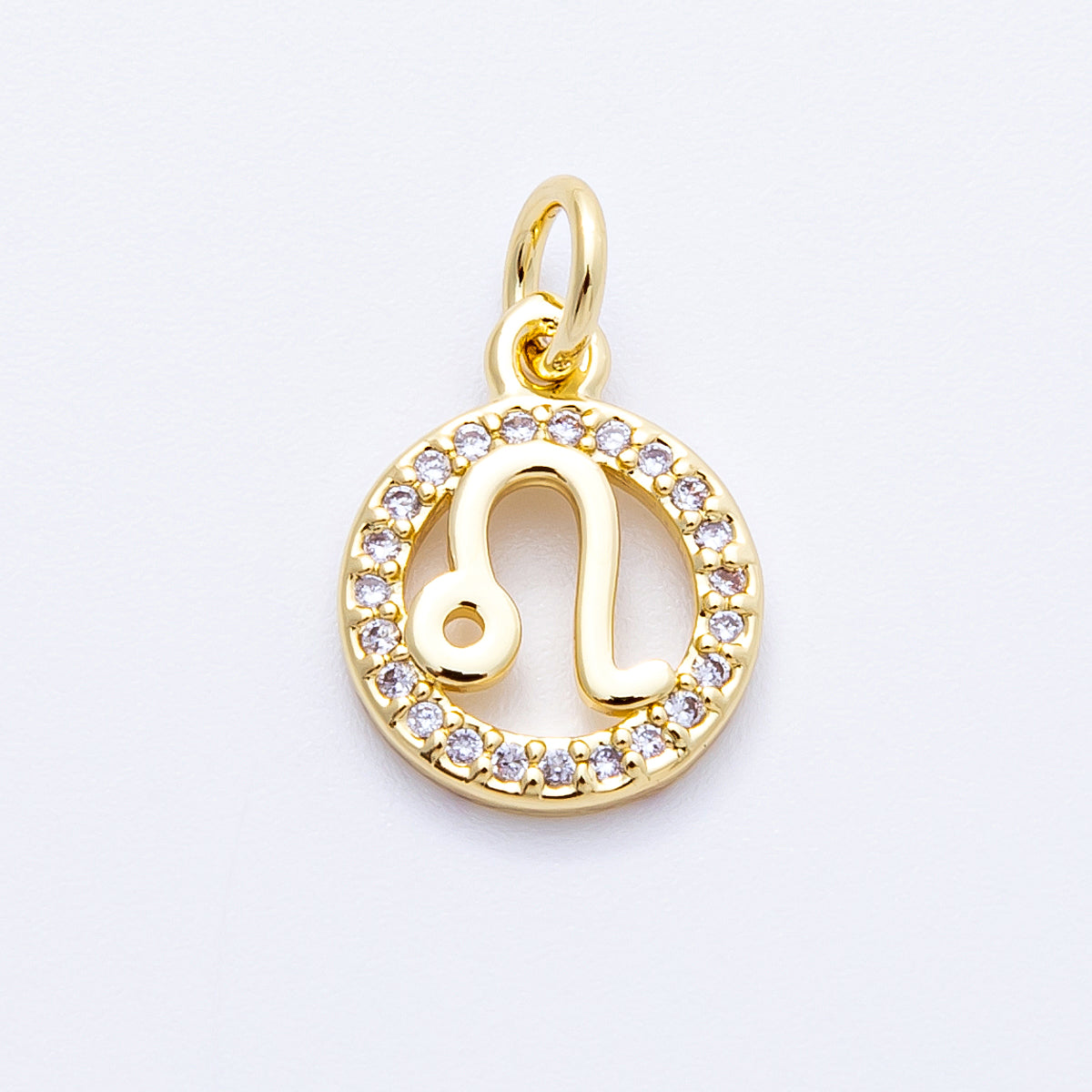 16K Gold Filled 13.5mm Micro Paved CZ Personalized Zodiac Sign Charm | Charms-00223 ~ Charms-00234