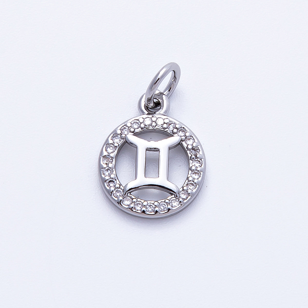 Silver 13.5mm Micro Paved CZ Personalized Zodiac Sign Charm | Charms-00235 ~ Charms-00246