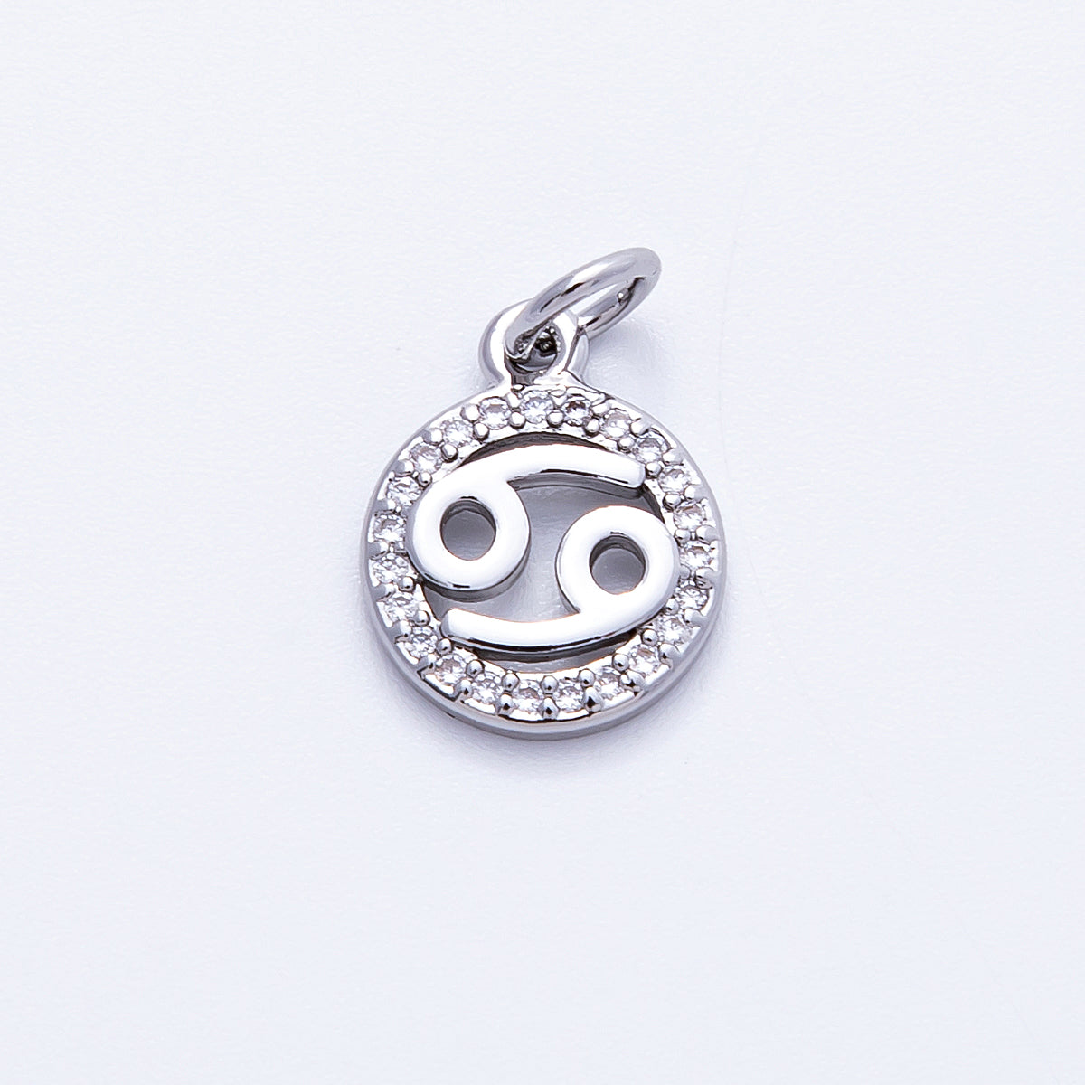 Silver 13.5mm Micro Paved CZ Personalized Zodiac Sign Charm | Charms-00235 ~ Charms-00246