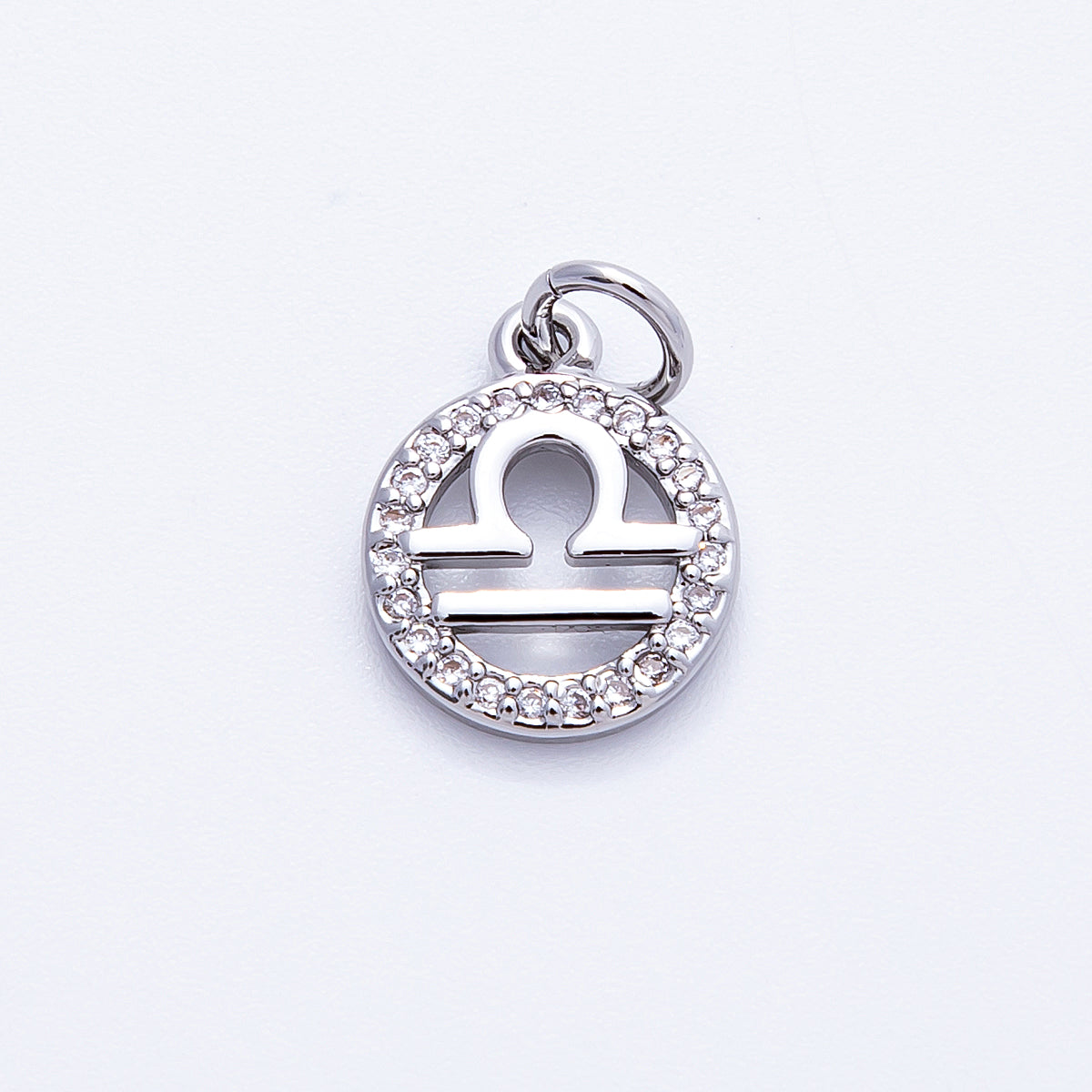 Silver 13.5mm Micro Paved CZ Personalized Zodiac Sign Charm | Charms-00235 ~ Charms-00246