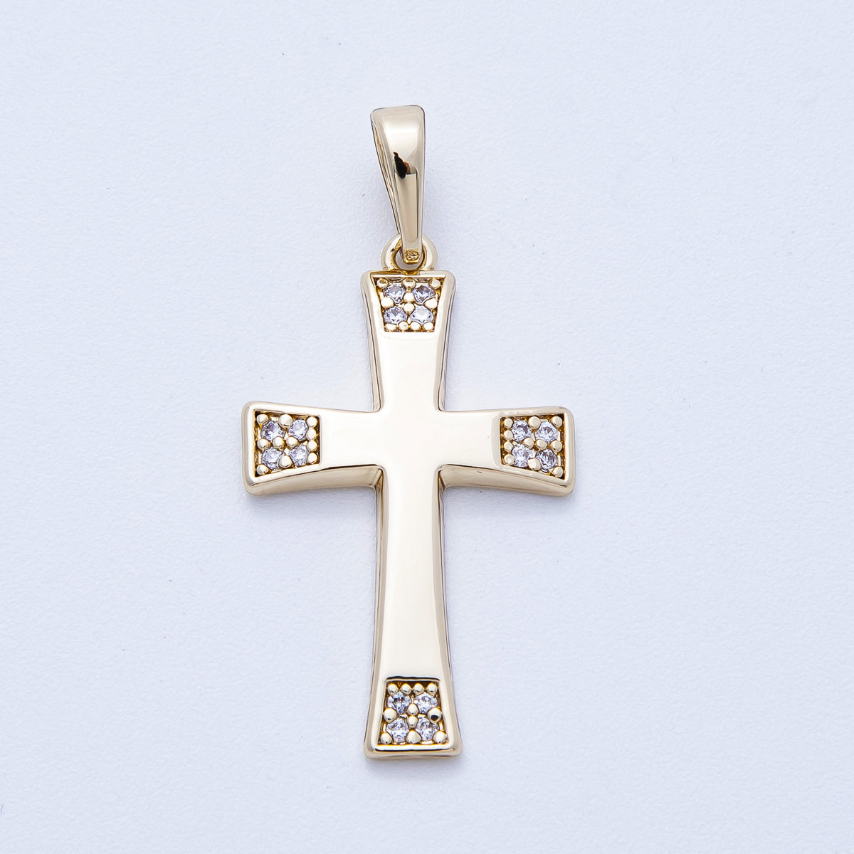 14K Gold Filled 29mm Micro Paved CZ Passion Cross Pendant | Charms-00352