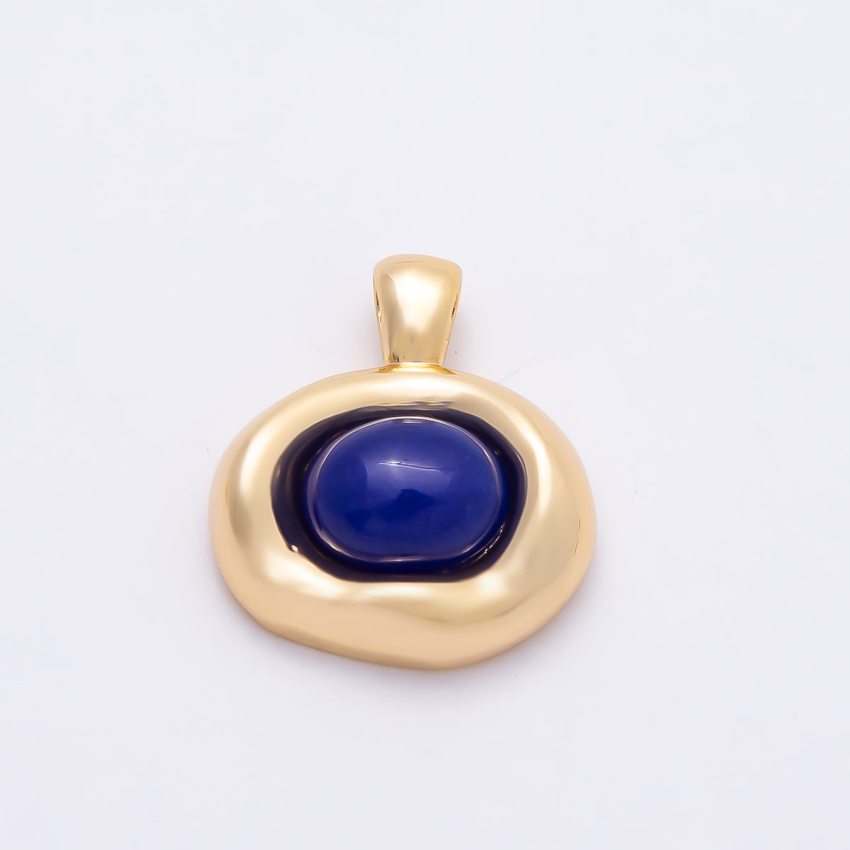 16K Gold Filled 22mm Cabochon Gemstone Oval Molten Bezel Pendant | Charms-00867 ~ Charms-00873