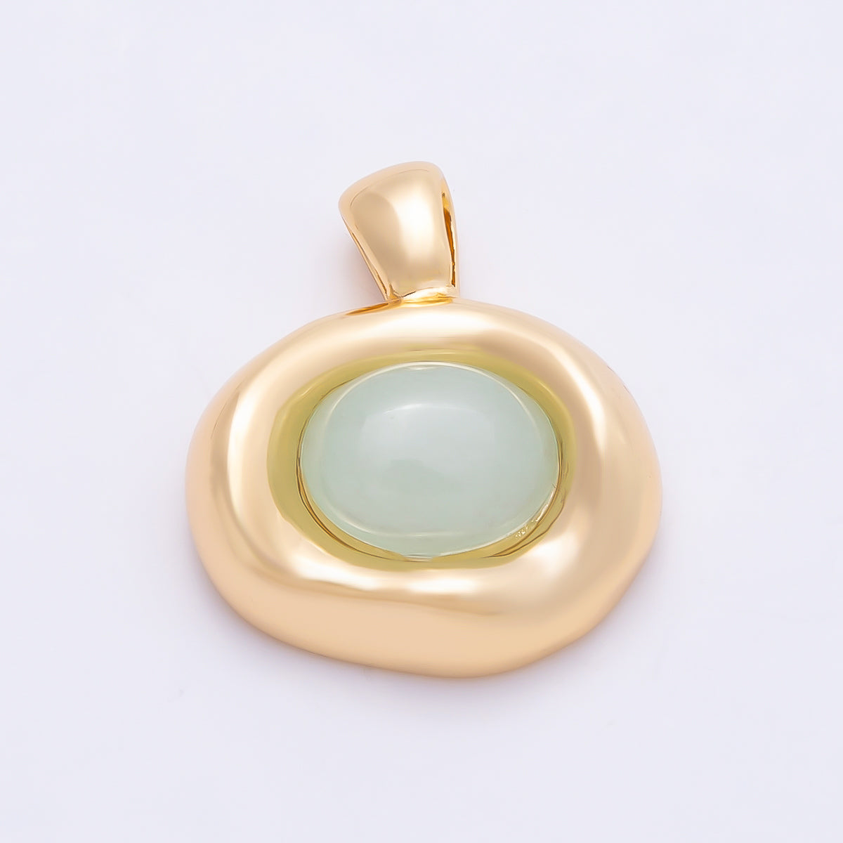 16K Gold Filled 22mm Cabochon Gemstone Oval Molten Bezel Pendant | Charms-00867 ~ Charms-00873
