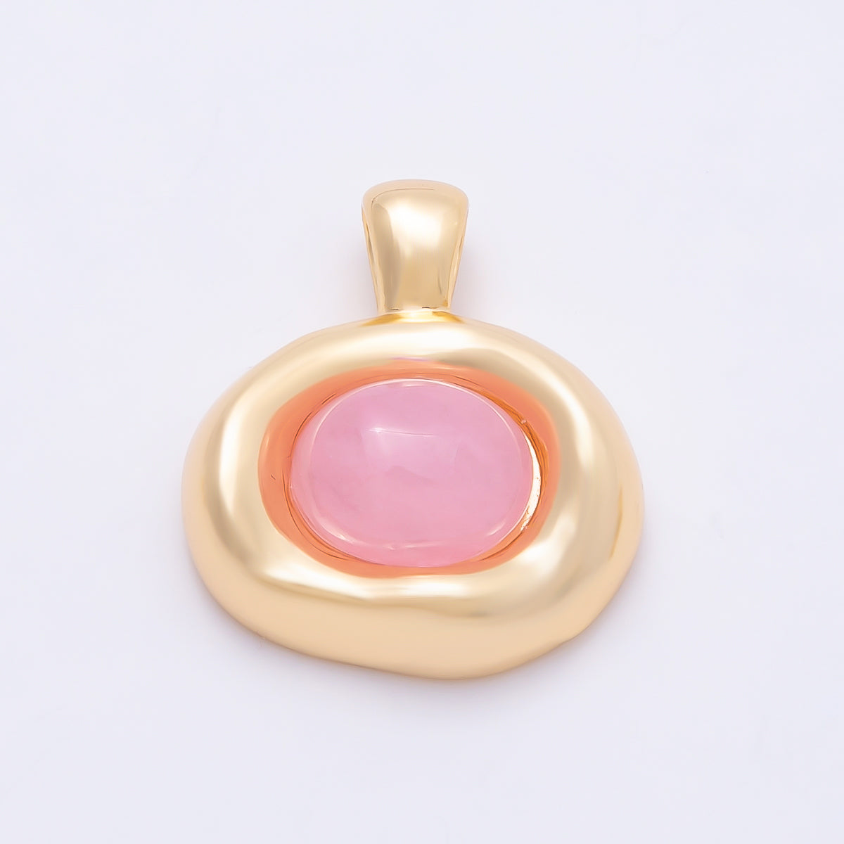 16K Gold Filled 22mm Cabochon Gemstone Oval Molten Bezel Pendant | Charms-00867 ~ Charms-00873