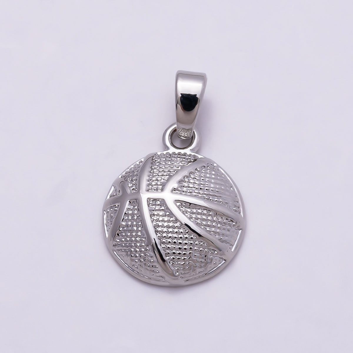 Silver 15mm Basketball Dome Sport Pendant | Charms-00874