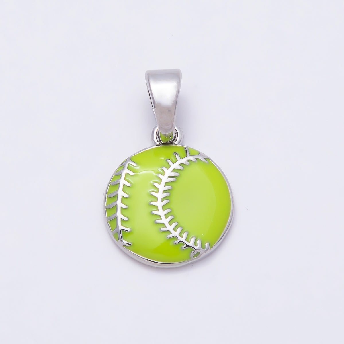 Silver 16mm White Baseball, Green Tennis Ball Enamel Pendant | Charms-00876 Charms-00877