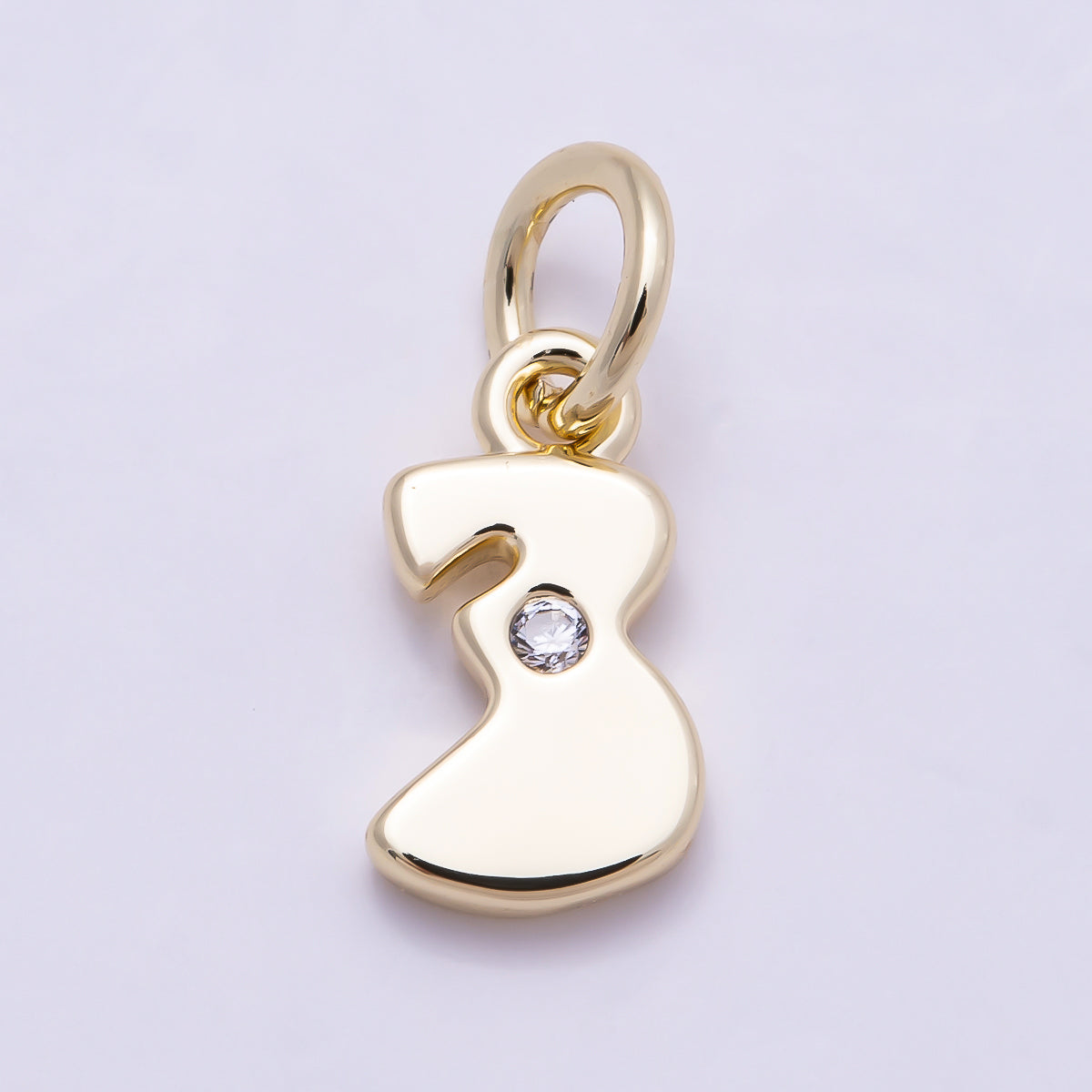 16K Gold Filled 10mm Clear CZ Geometric Number Numerology Charm | Charms-00888 ~ Charms-00897