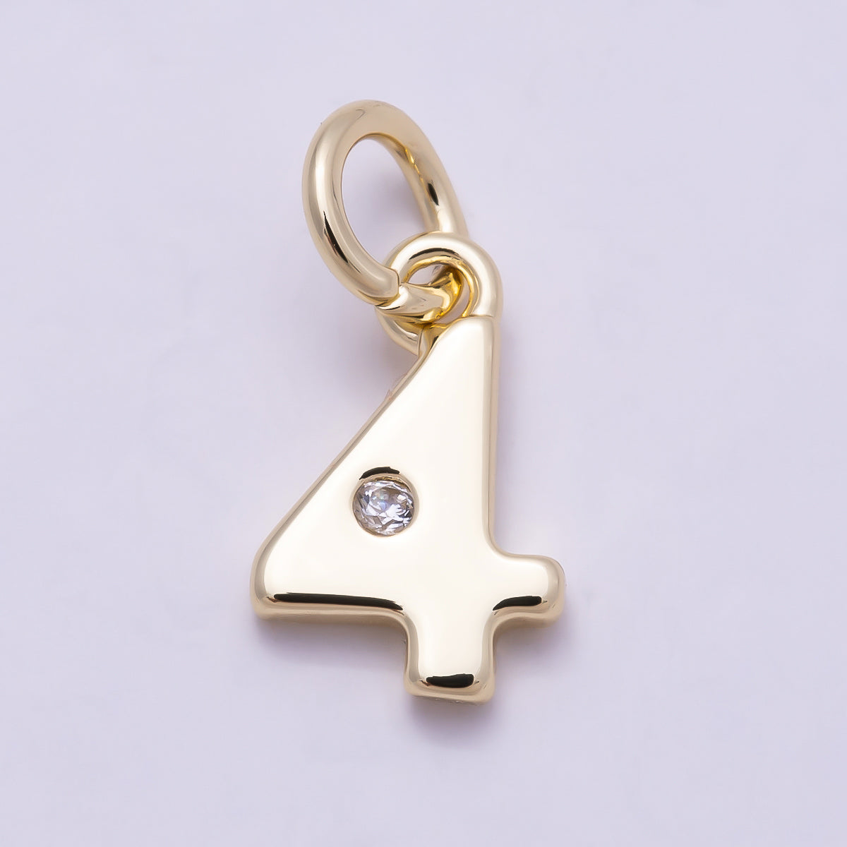 16K Gold Filled 10mm Clear CZ Geometric Number Numerology Charm | Charms-00888 ~ Charms-00897