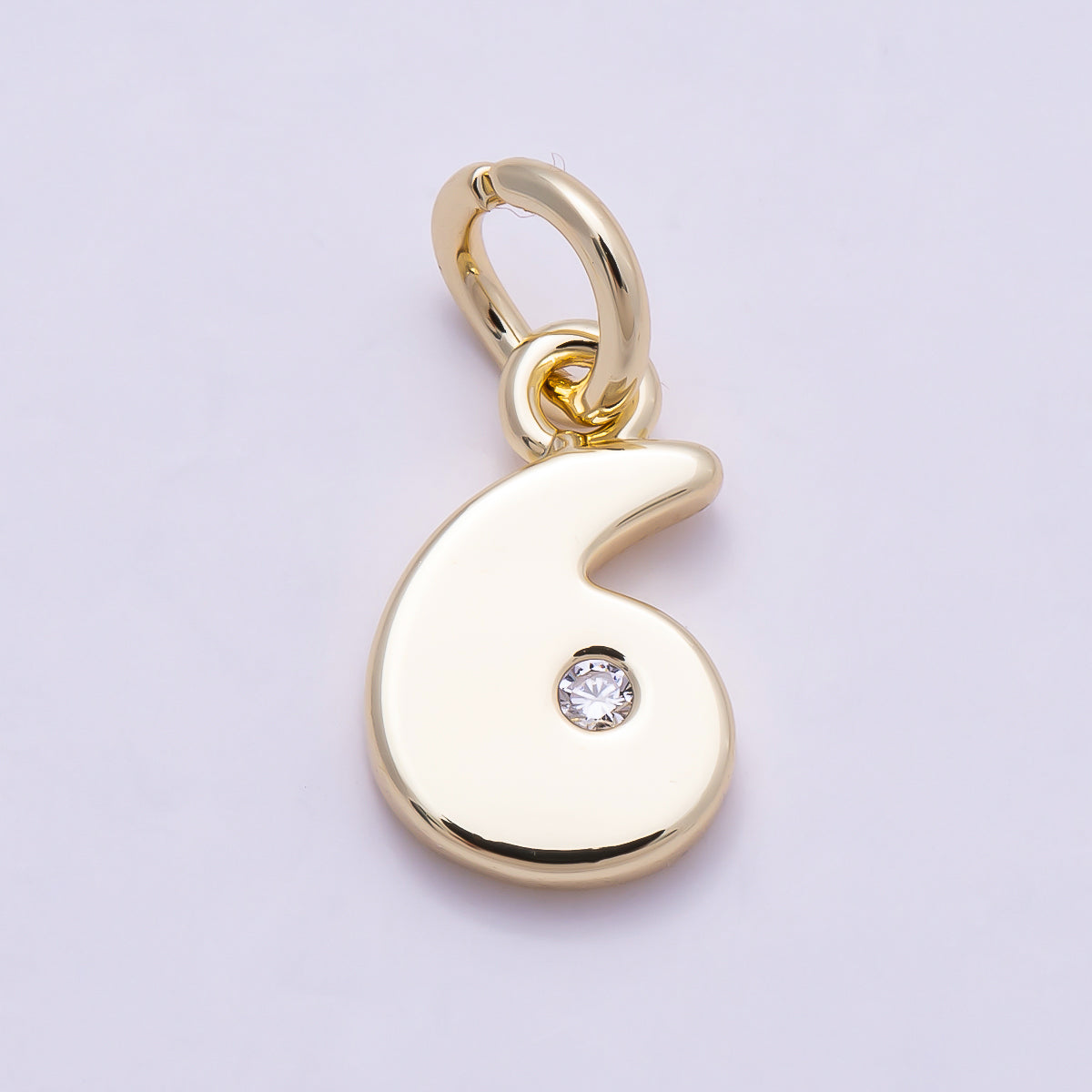 16K Gold Filled 10mm Clear CZ Geometric Number Numerology Charm | Charms-00888 ~ Charms-00897