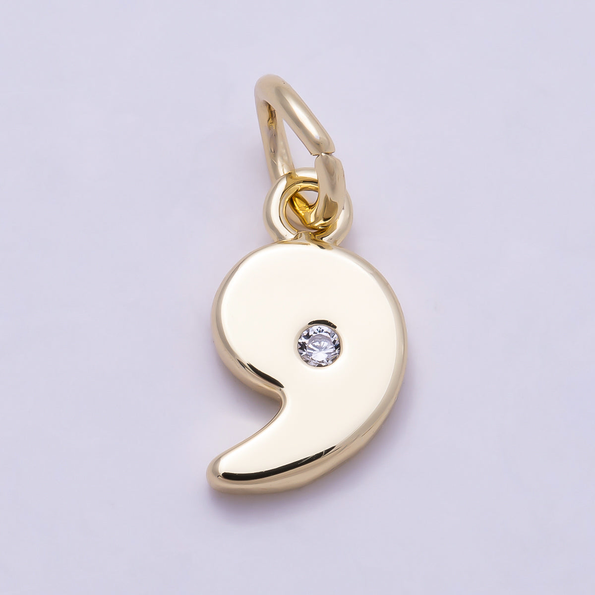 16K Gold Filled 10mm Clear CZ Geometric Number Numerology Charm | Charms-00888 ~ Charms-00897