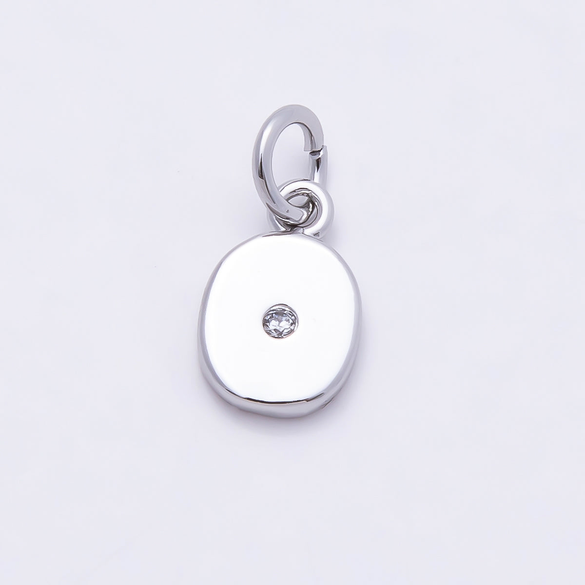 Rhodium Plated 10mm Clear CZ Geometric Number Numerology Charm | Charms-00898 ~ Charms-00907
