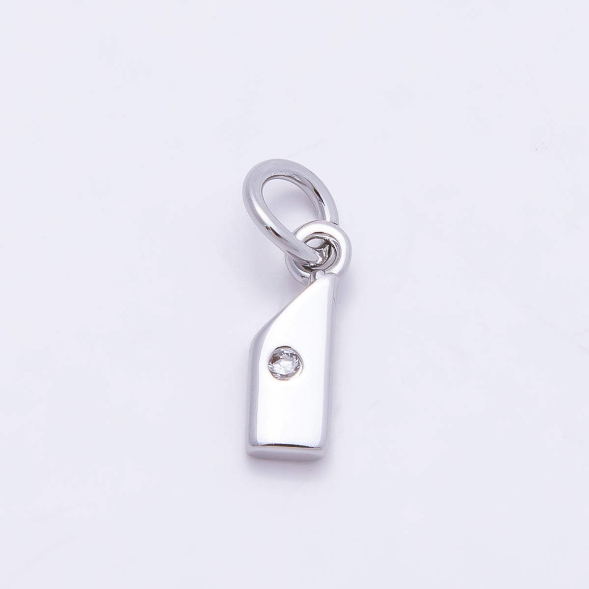 Rhodium Plated 10mm Clear CZ Geometric Number Numerology Charm | Charms-00898 ~ Charms-00907