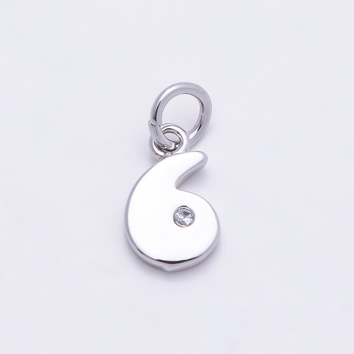 Rhodium Plated 10mm Clear CZ Geometric Number Numerology Charm | Charms-00898 ~ Charms-00907