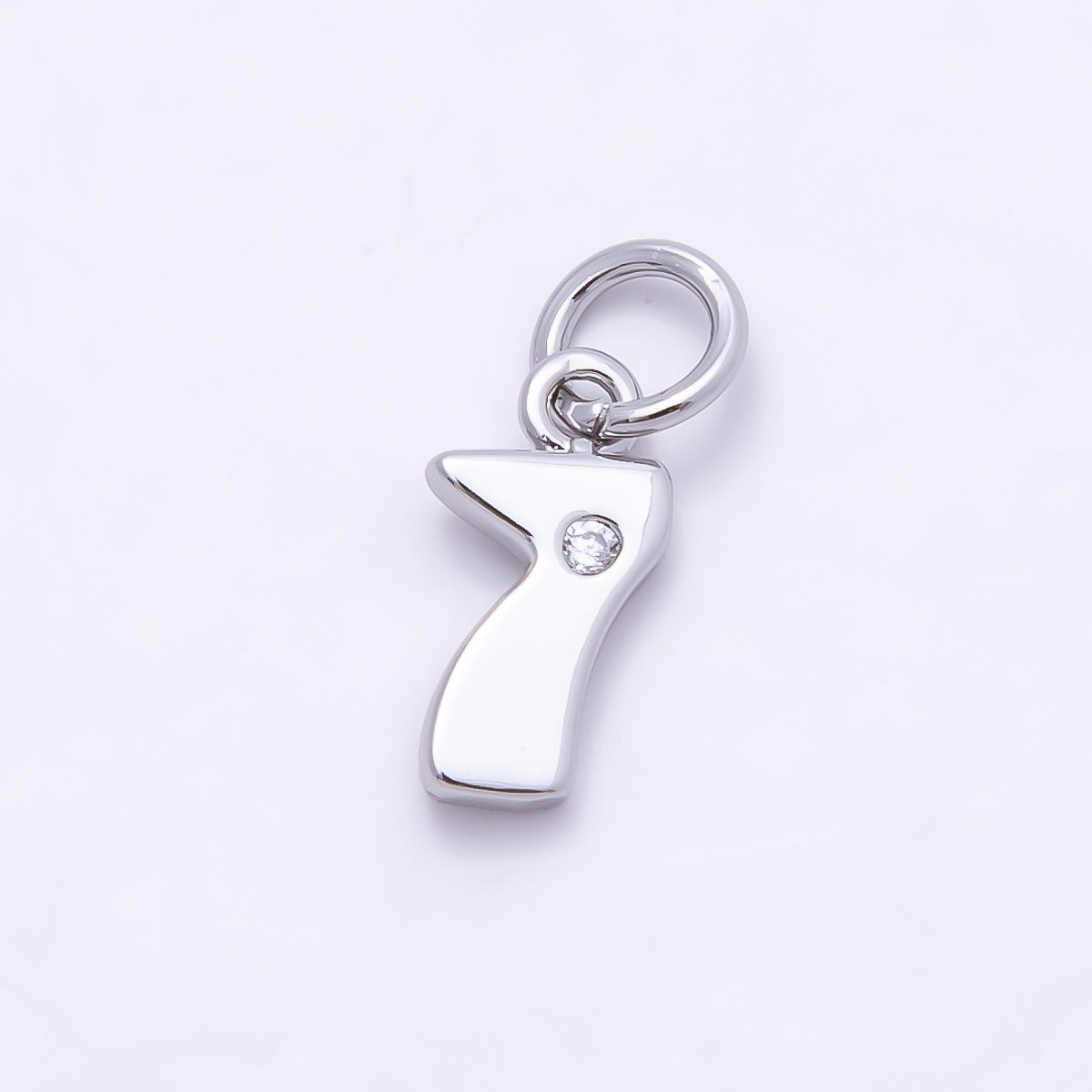 Rhodium Plated 10mm Clear CZ Geometric Number Numerology Charm | Charms-00898 ~ Charms-00907