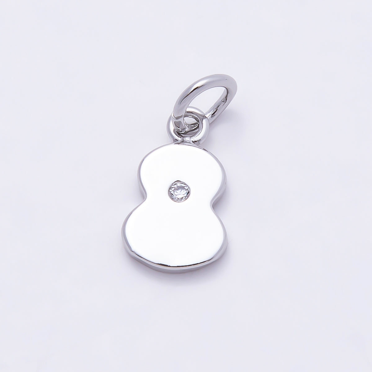 Rhodium Plated 10mm Clear CZ Geometric Number Numerology Charm | Charms-00898 ~ Charms-00907