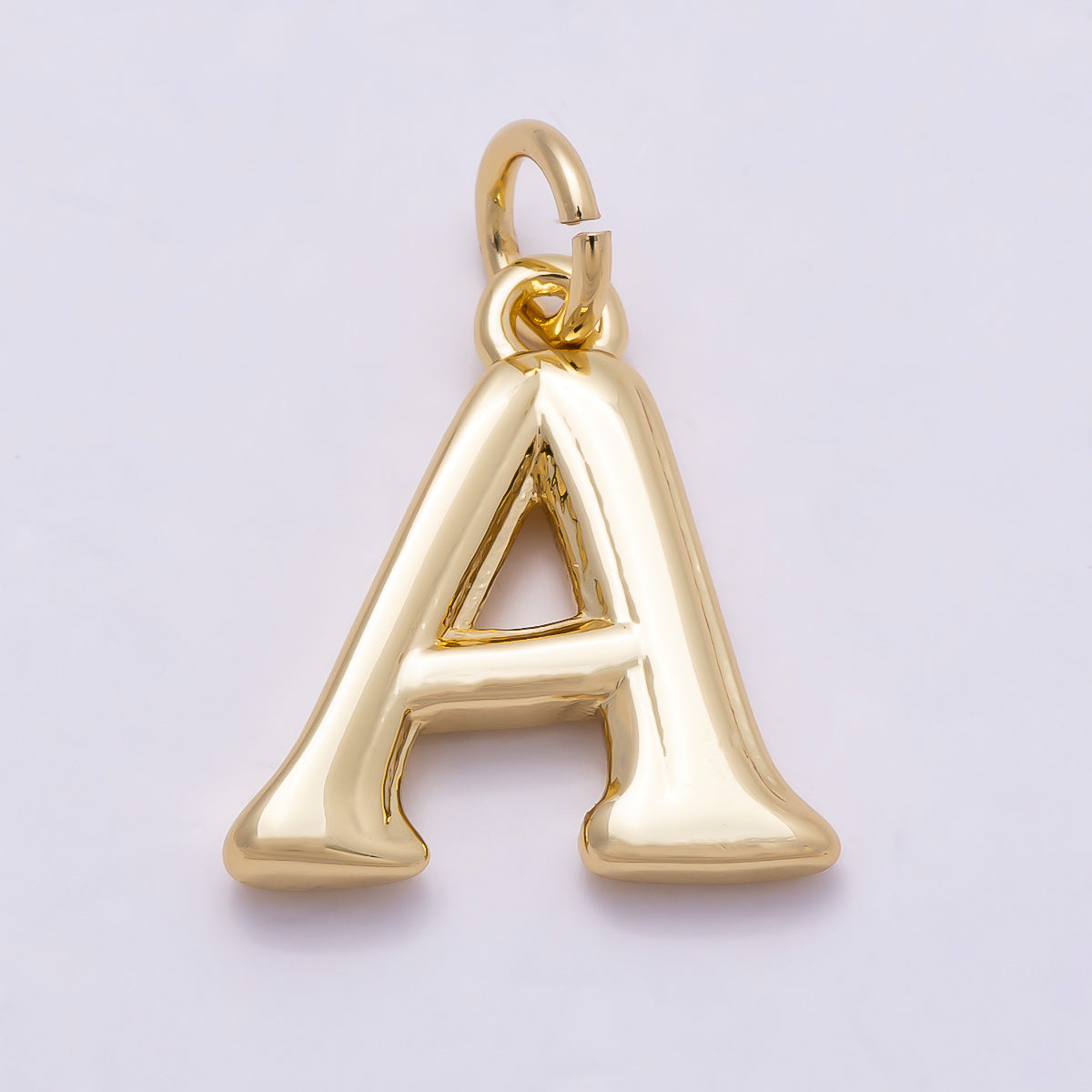 16K Gold Filled 14mm Minimalist Molten Alphabet Initial Letter Charm | Charms-00908 ~ Charms-00933