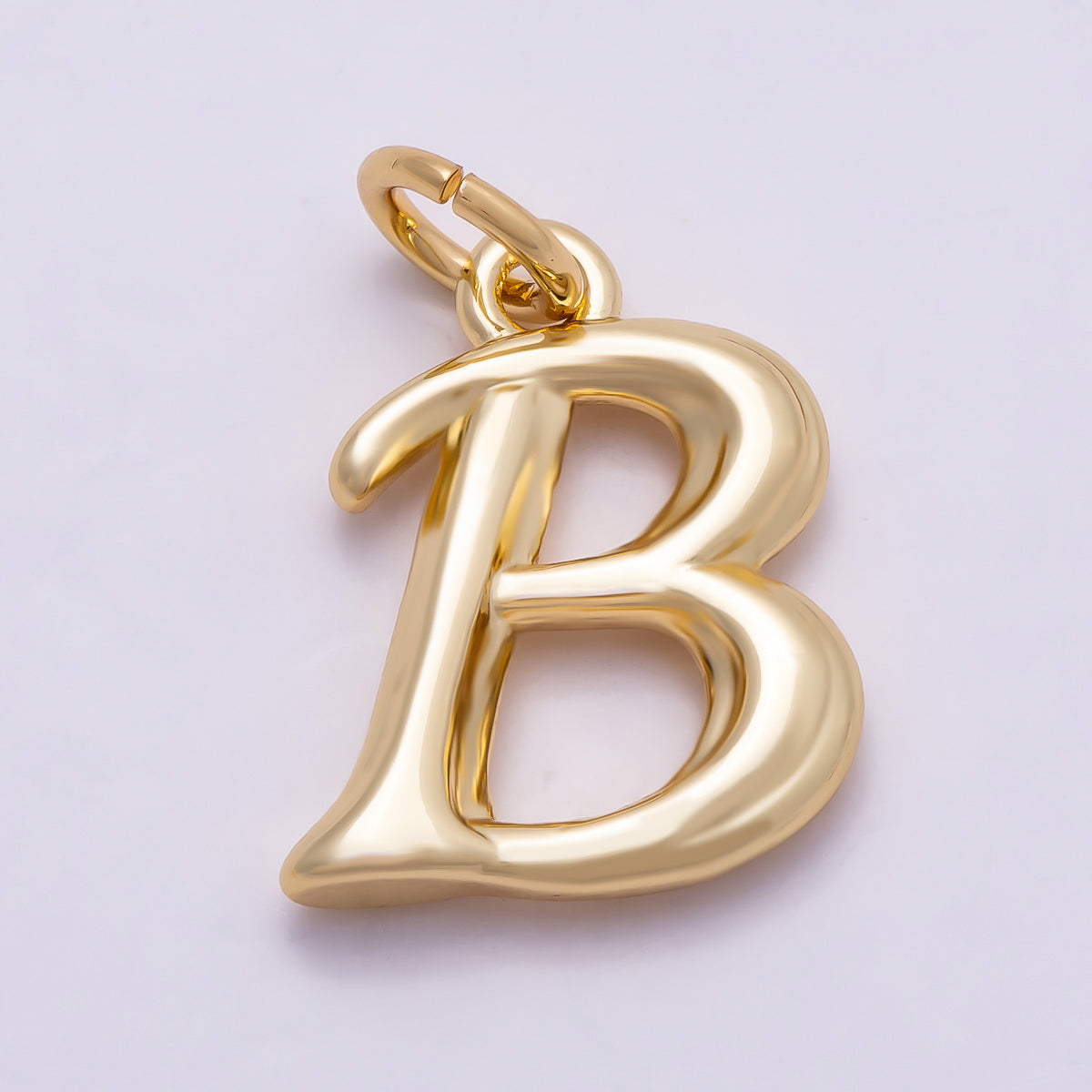 16K Gold Filled 14mm Minimalist Molten Alphabet Initial Letter Charm | Charms-00908 ~ Charms-00933