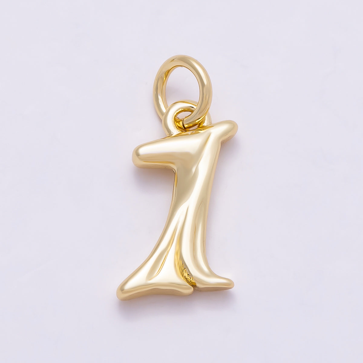 16K Gold Filled 14mm Minimalist Molten Alphabet Initial Letter Charm | Charms-00908 ~ Charms-00933