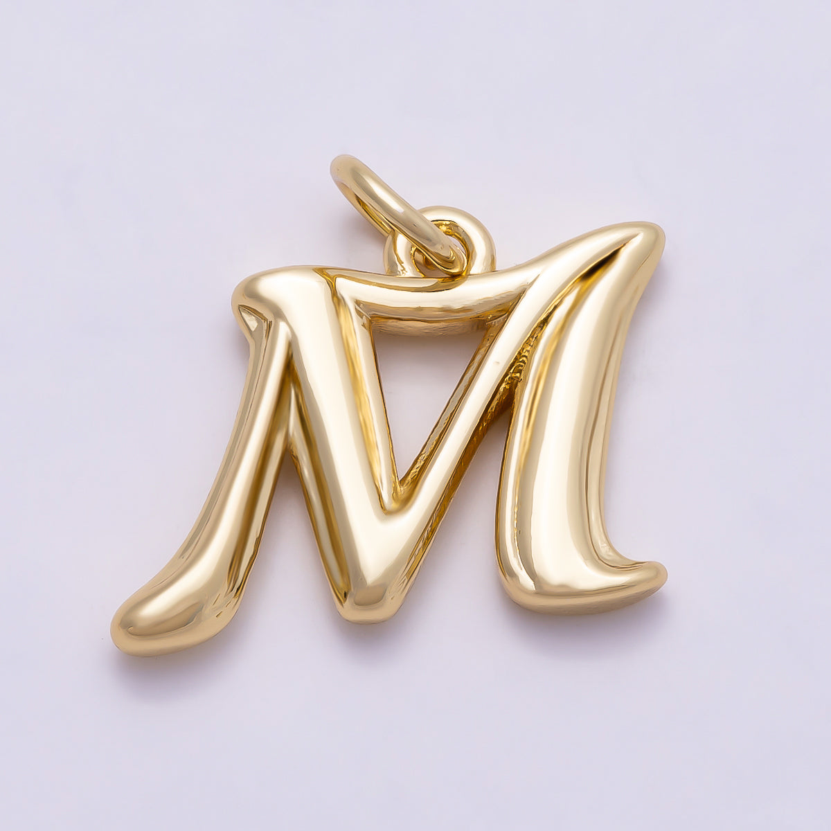 16K Gold Filled 14mm Minimalist Molten Alphabet Initial Letter Charm | Charms-00908 ~ Charms-00933