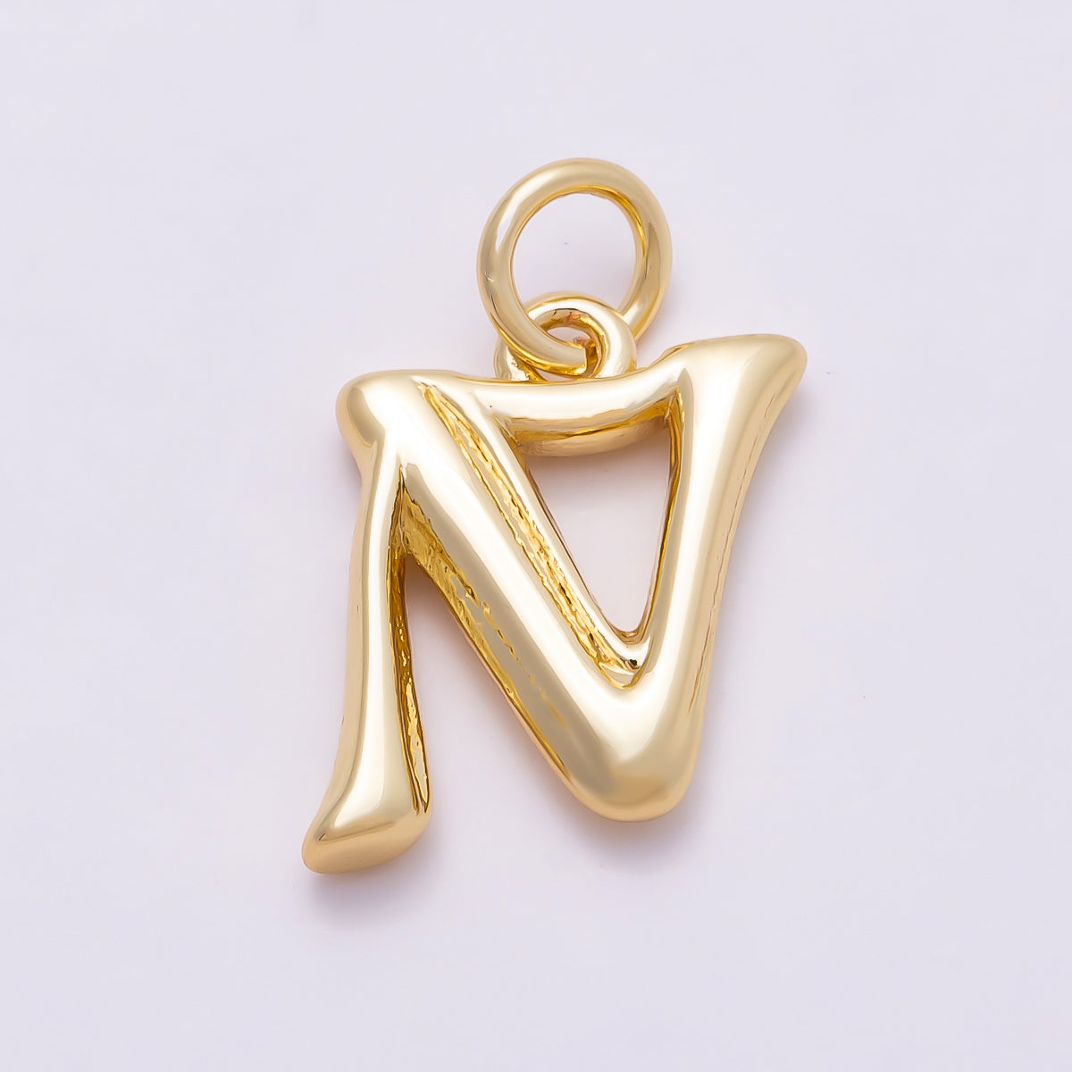 16K Gold Filled 14mm Minimalist Molten Alphabet Initial Letter Charm | Charms-00908 ~ Charms-00933