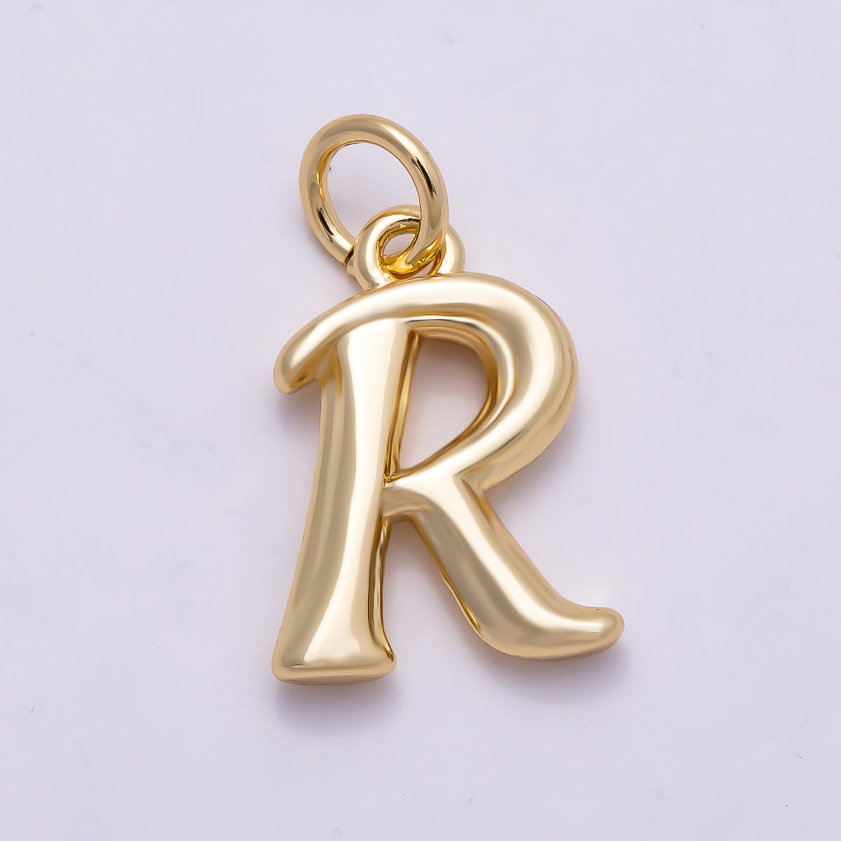 16K Gold Filled 14mm Minimalist Molten Alphabet Initial Letter Charm | Charms-00908 ~ Charms-00933