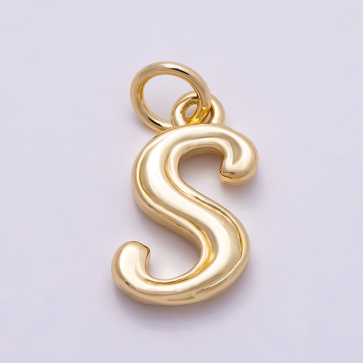 16K Gold Filled 14mm Minimalist Molten Alphabet Initial Letter Charm | Charms-00908 ~ Charms-00933