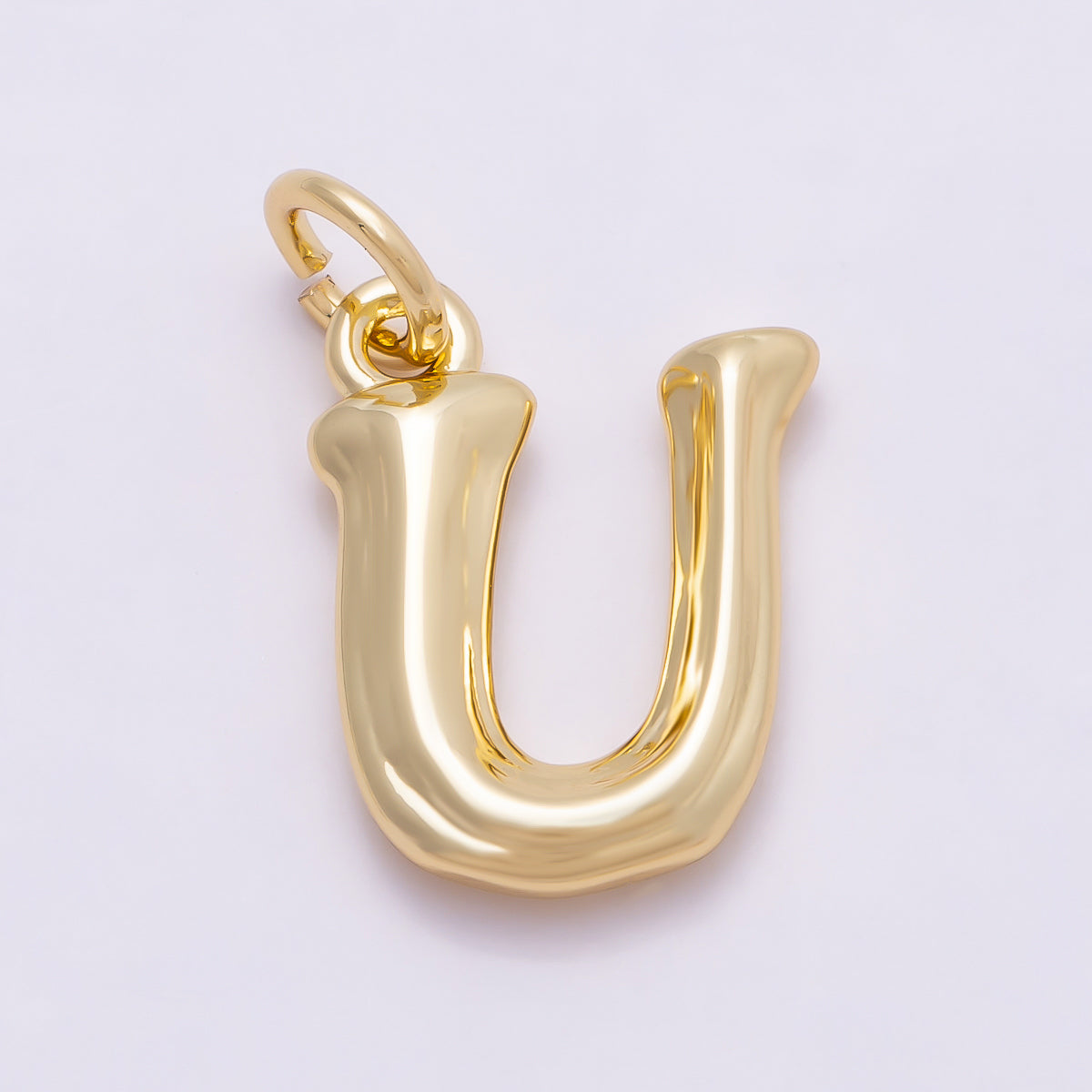 16K Gold Filled 14mm Minimalist Molten Alphabet Initial Letter Charm | Charms-00908 ~ Charms-00933
