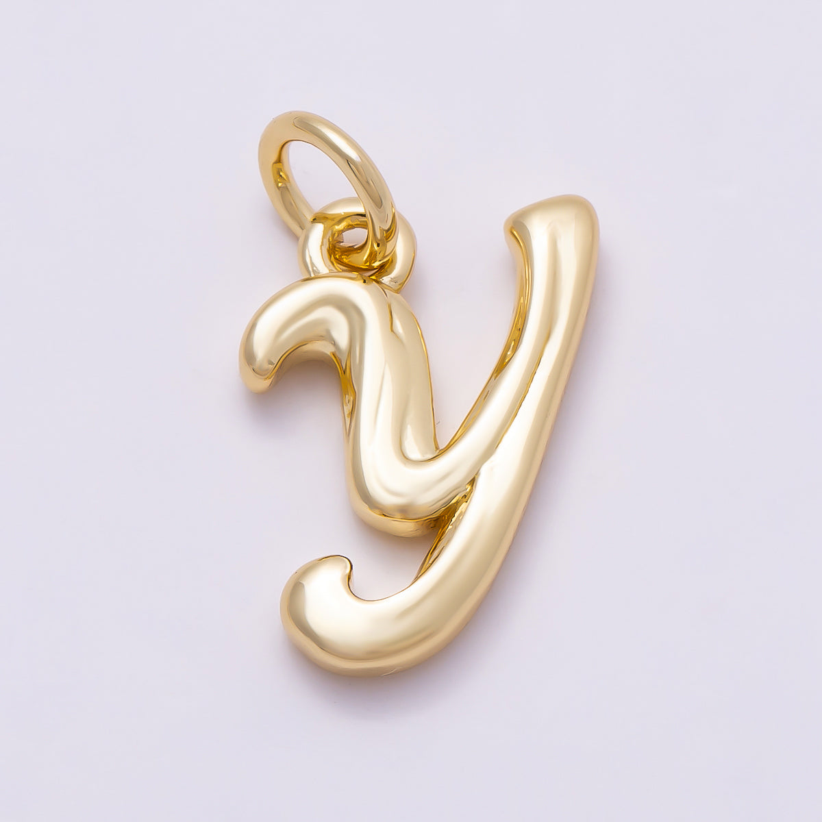 16K Gold Filled 14mm Minimalist Molten Alphabet Initial Letter Charm | Charms-00908 ~ Charms-00933