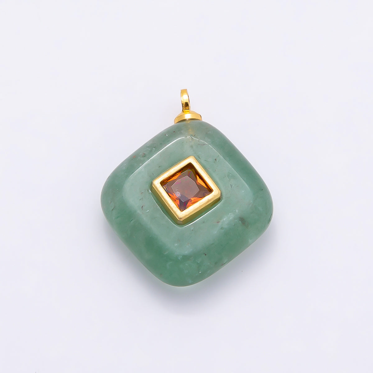 16K Gold Filled 20mm Multicolor CZ Embedded Gemstone Rhombus Pendant | Charms-01001 ~ Charms-01008