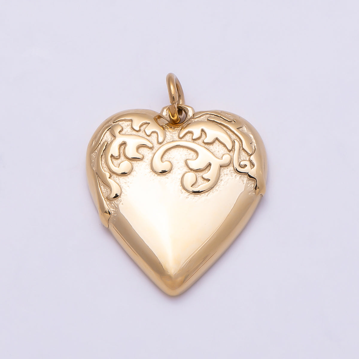 PVD Gold Stainless Steel 16mm Artisan Love Heart Charm | Charms-01014
