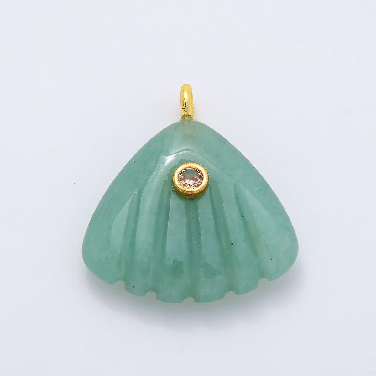 16K Gold Filled 27mm Multicolor CZ Embedded Gemstone Scallop Sea Shell Pendant | Charms-01047 ~ Charms-01052