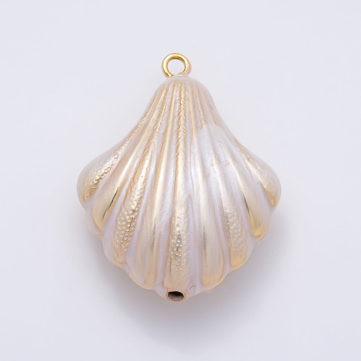 16K Gold Filled 45mm Blue, White Enamel Clam Sea Shell Charm | Charms-01058 Charms-01059