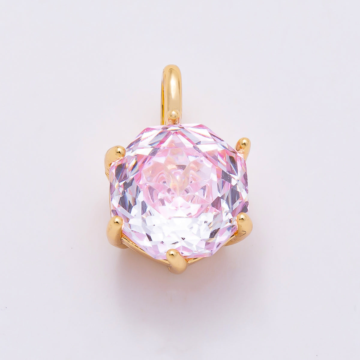 16K Gold Filled 13mm Blue, Pink, Purple, Clear, Yellow Round CZ Solitaire Charm | Charms-01062 ~ Charms-01068