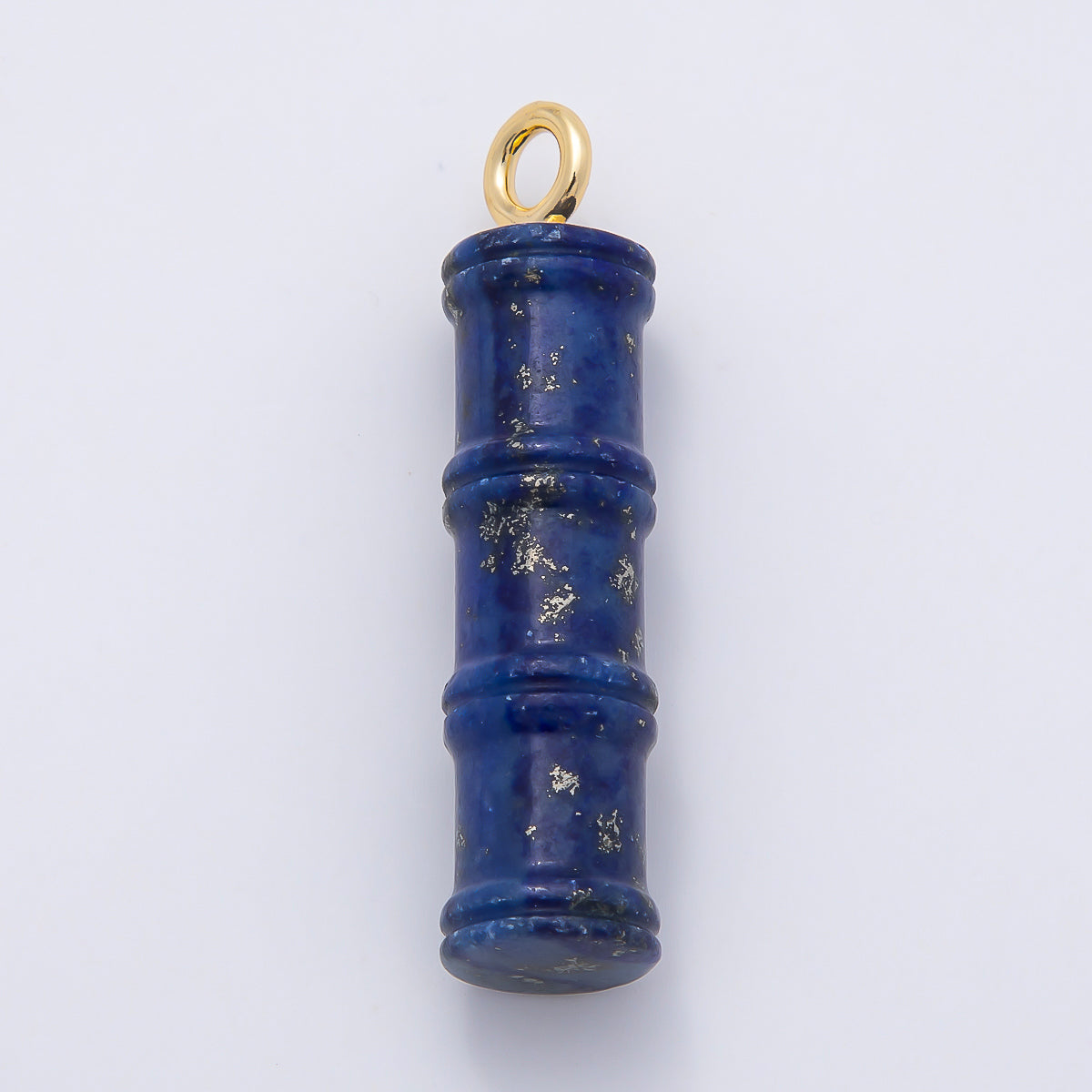 16K Gold Filled 50mm Lapis Lazuli, Aventurine Red Jasper, Amazonite Gemstone Tube Cylinder Charm | Charms-01069 ~ Charms-01072