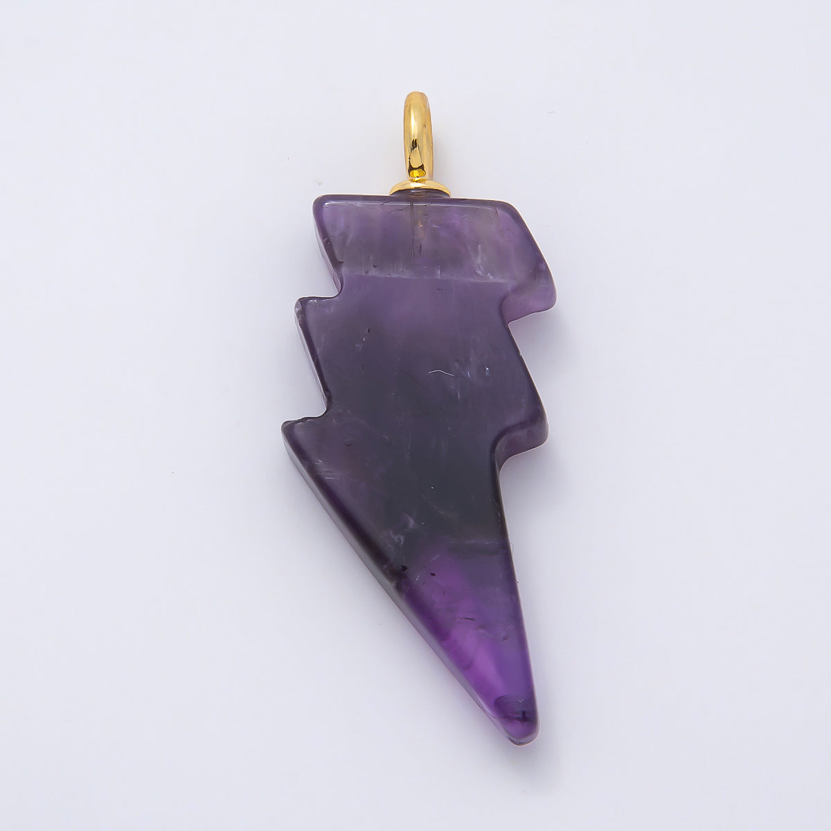 18K Gold Filled 47mm Lapis Lazuli, Amethyst, Agate Gemstone Lightning Bolt Thunder Pendant | Charms-01075 ~ Charms-01077