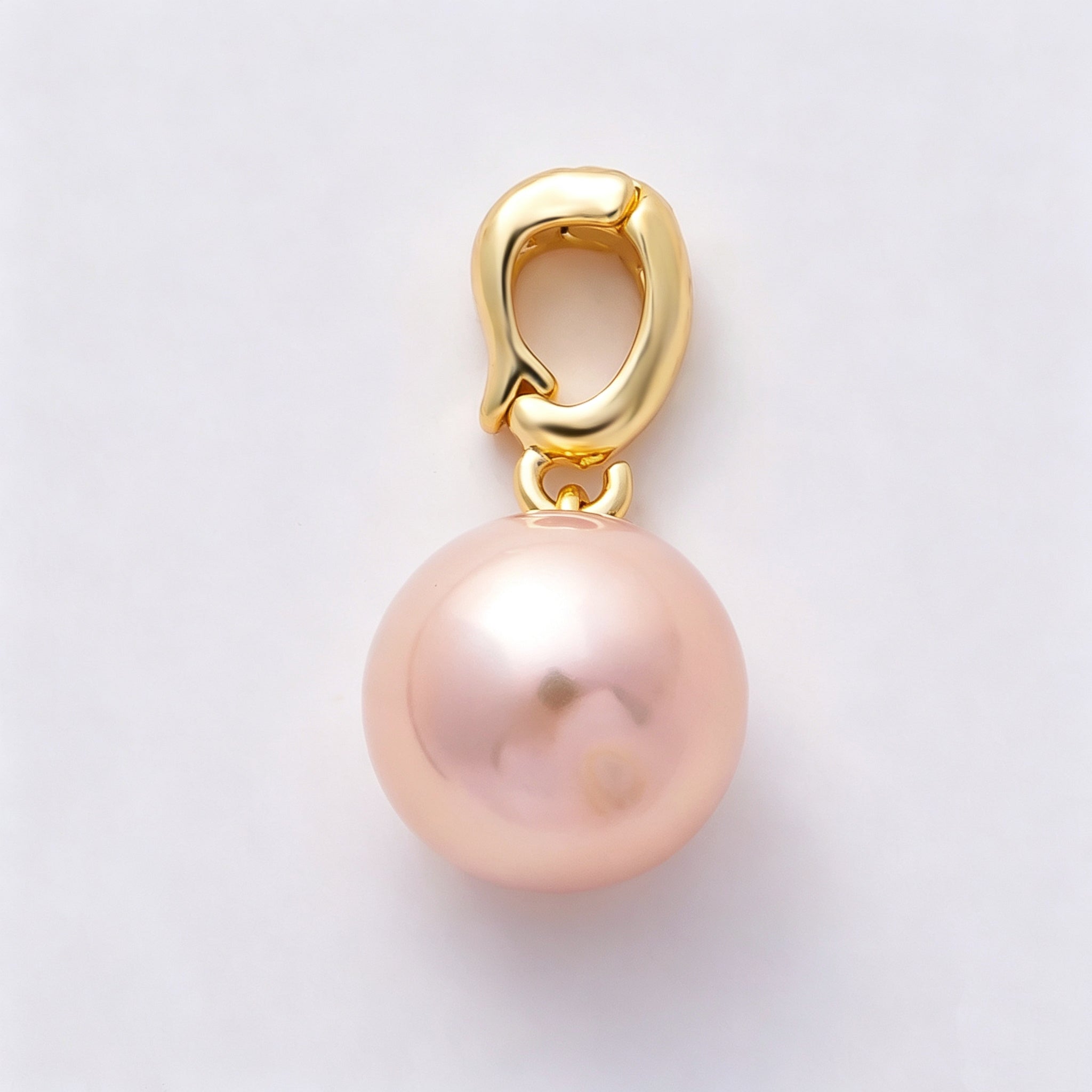 18K Gold Filled 20 White, Pink Freshwater Pearl Snap Rondelle Drop Pendant | Charms-01079 Charms-01080