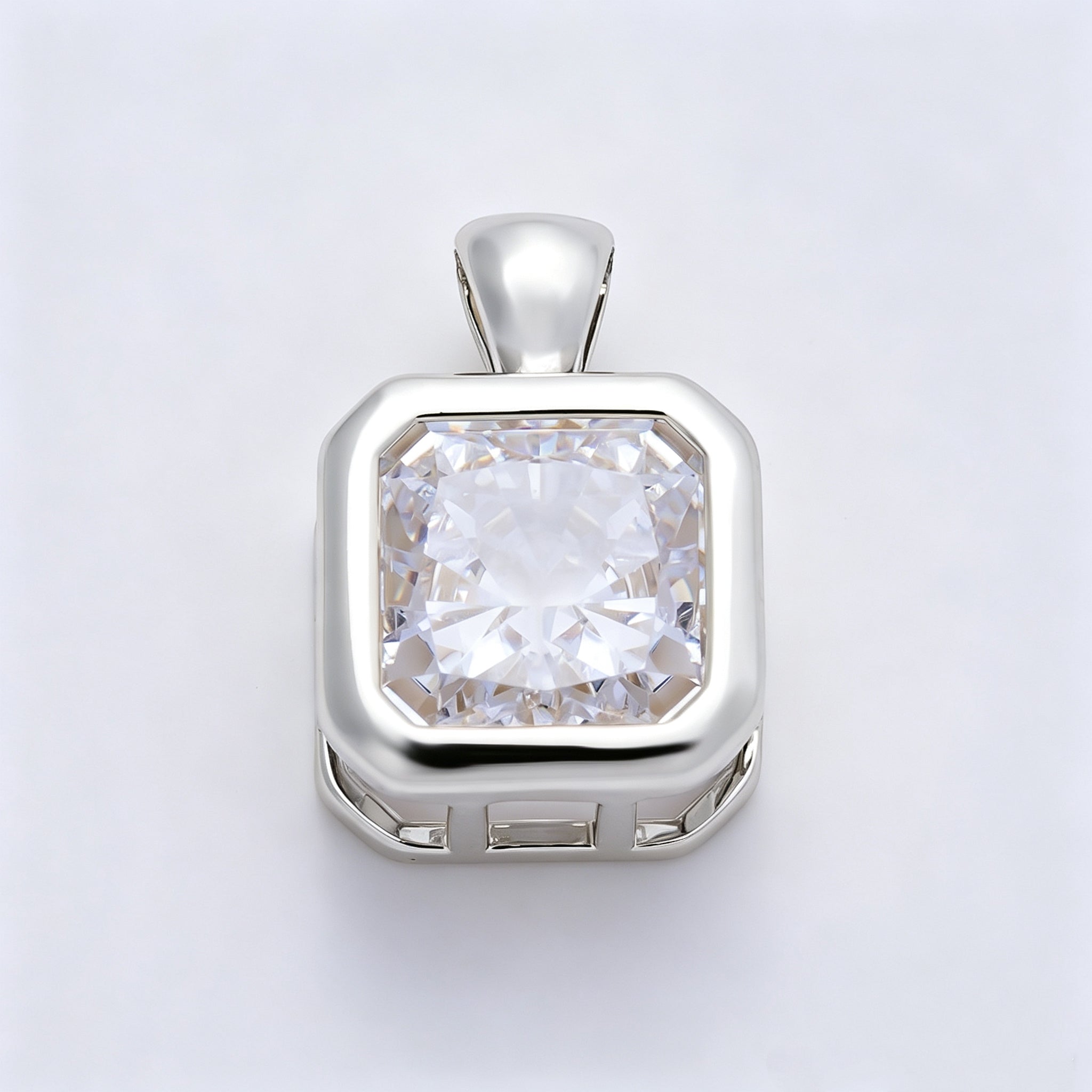 16K Gold Filled Clear CZ Baguette Round Hexagon Bezel Pendant in Gold & Silver | Charms-01081 ~ Charms-01096