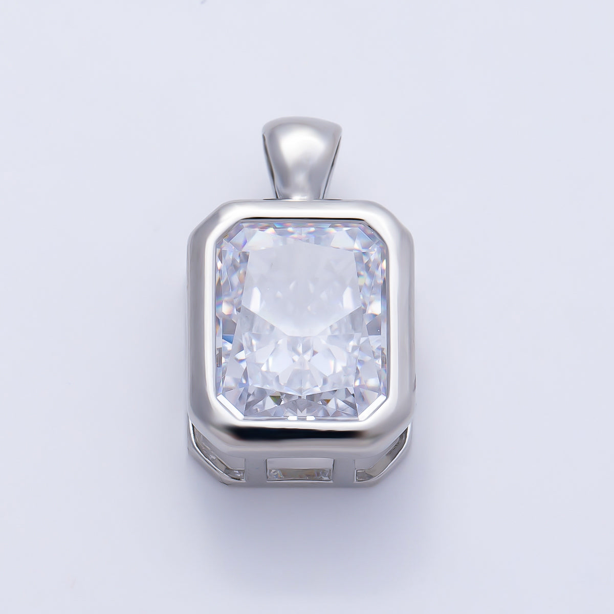 16K Gold Filled Clear CZ Baguette Round Hexagon Bezel Pendant in Gold & Silver | Charms-01081 ~ Charms-01096