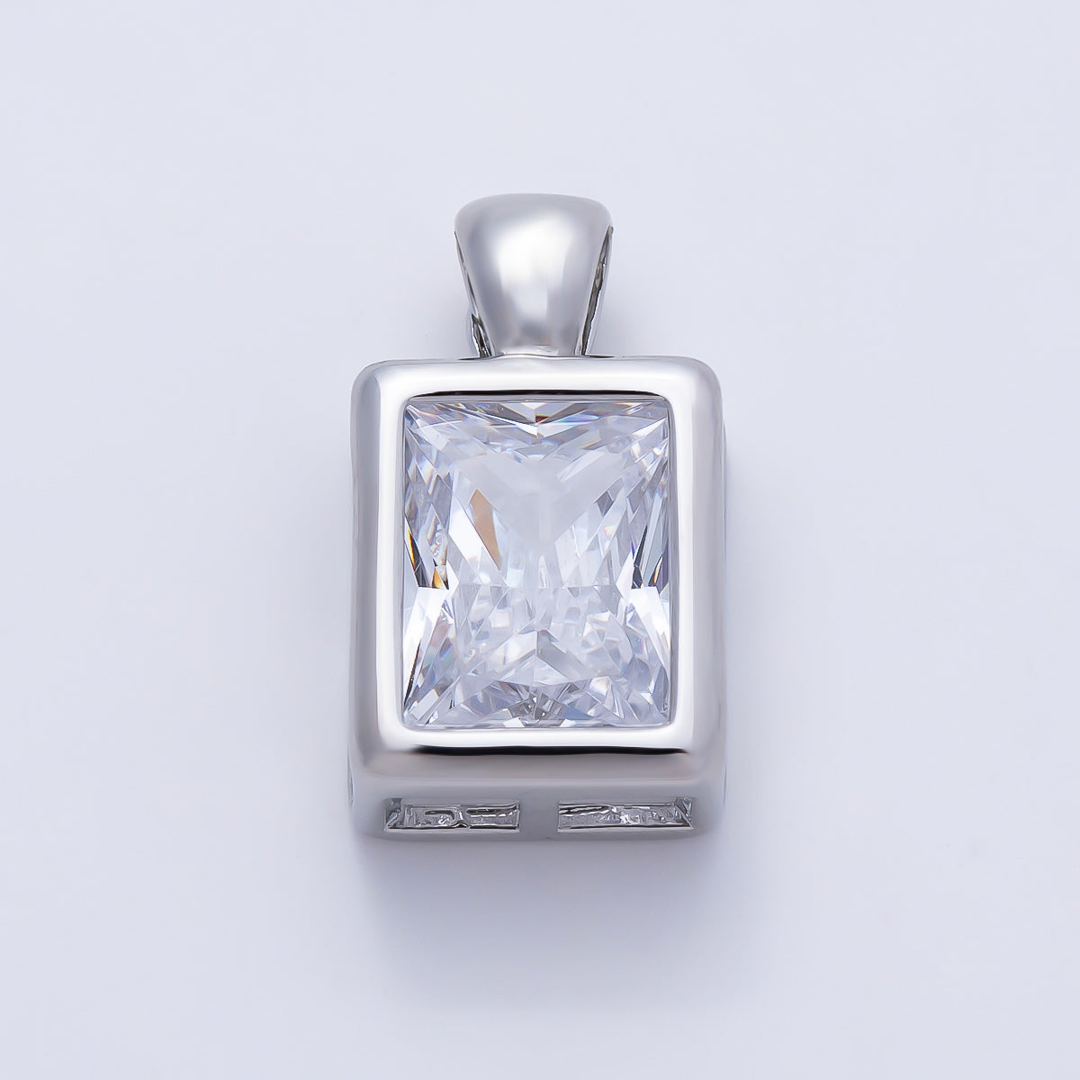 16K Gold Filled Clear CZ Baguette Round Hexagon Bezel Pendant in Gold & Silver | Charms-01081 ~ Charms-01096