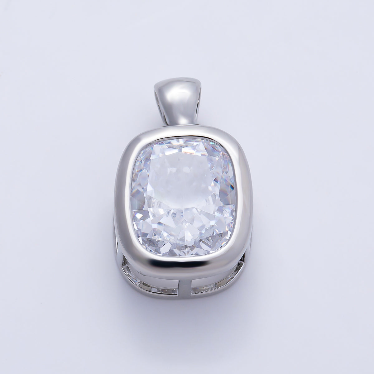 16K Gold Filled Clear CZ Baguette Round Hexagon Bezel Pendant in Gold & Silver | Charms-01081 ~ Charms-01096