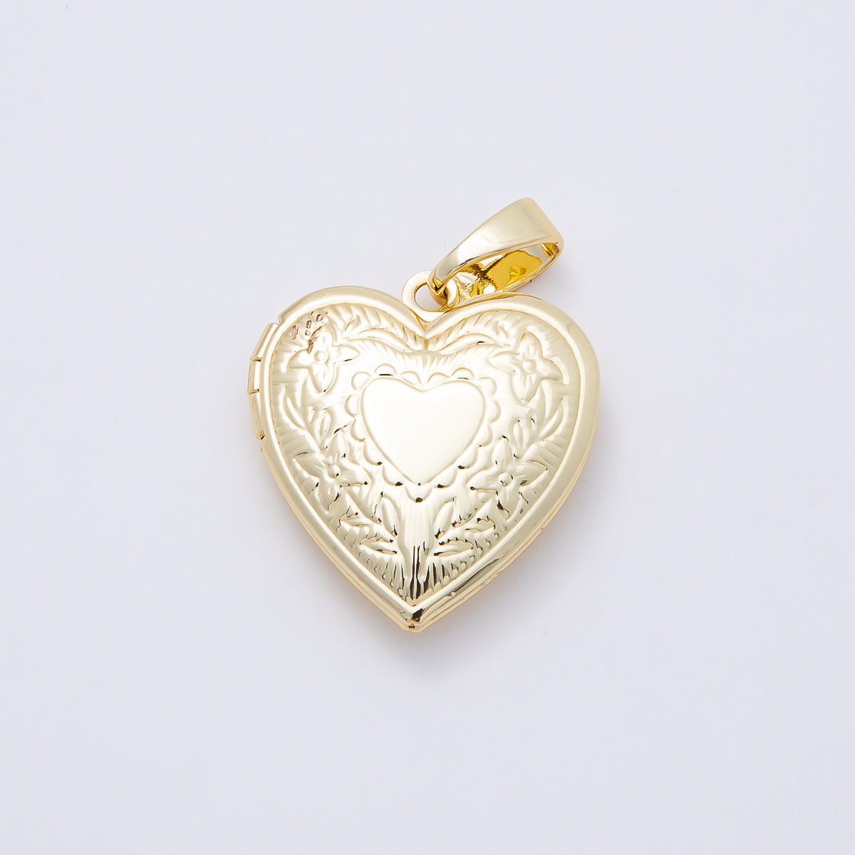 16K Gold Filled 25mm Engraved Heart Locket Pendant | Charms-01097