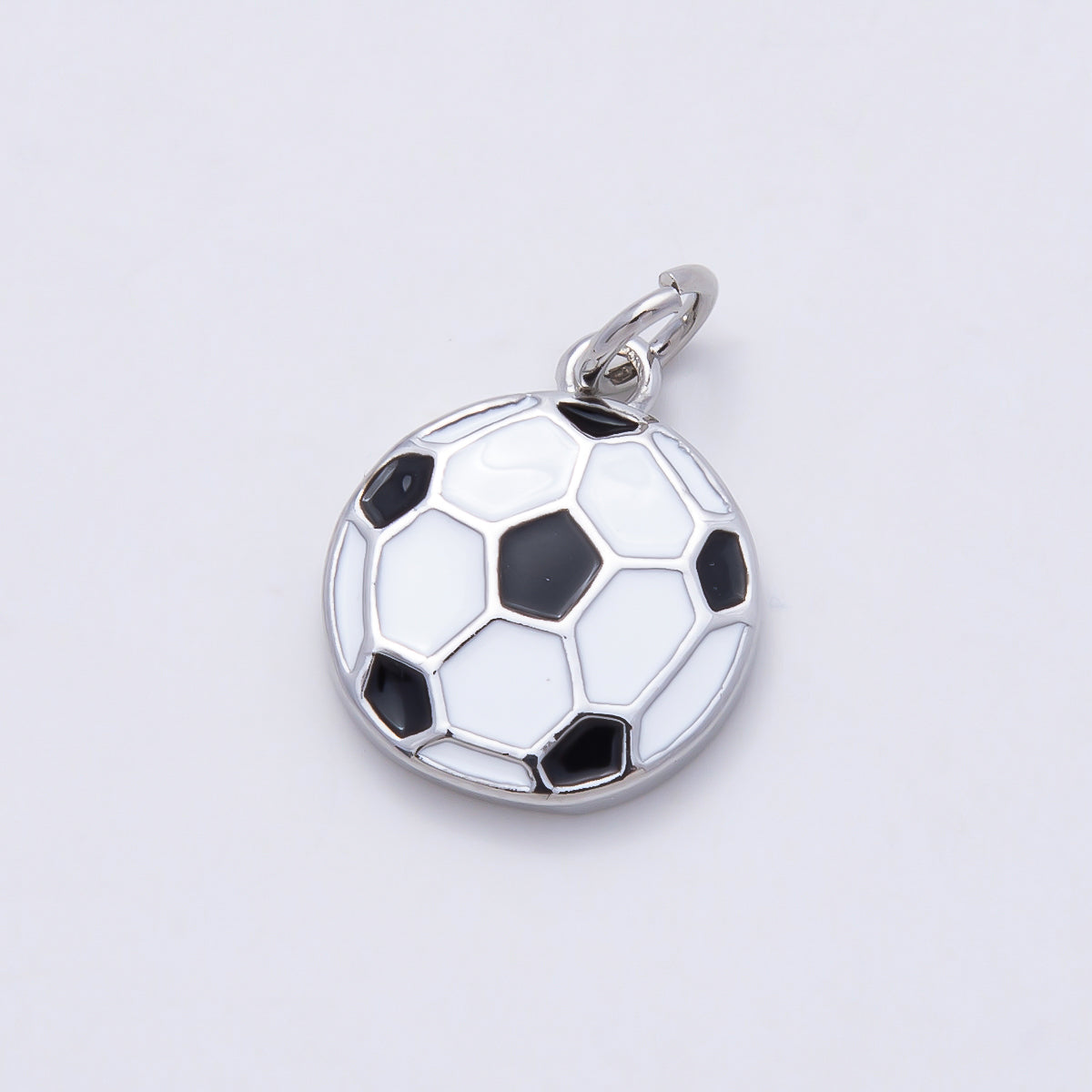 Silver Sports Soccer Football Enamel Charm | Charms-01111