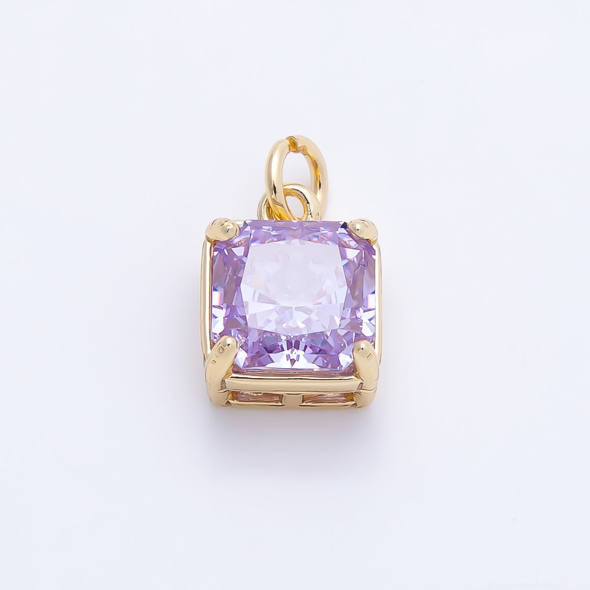 16K Gold Filled 11mm Birthstone CZ Square Charm | Charms-01172 ~ Charms-01183