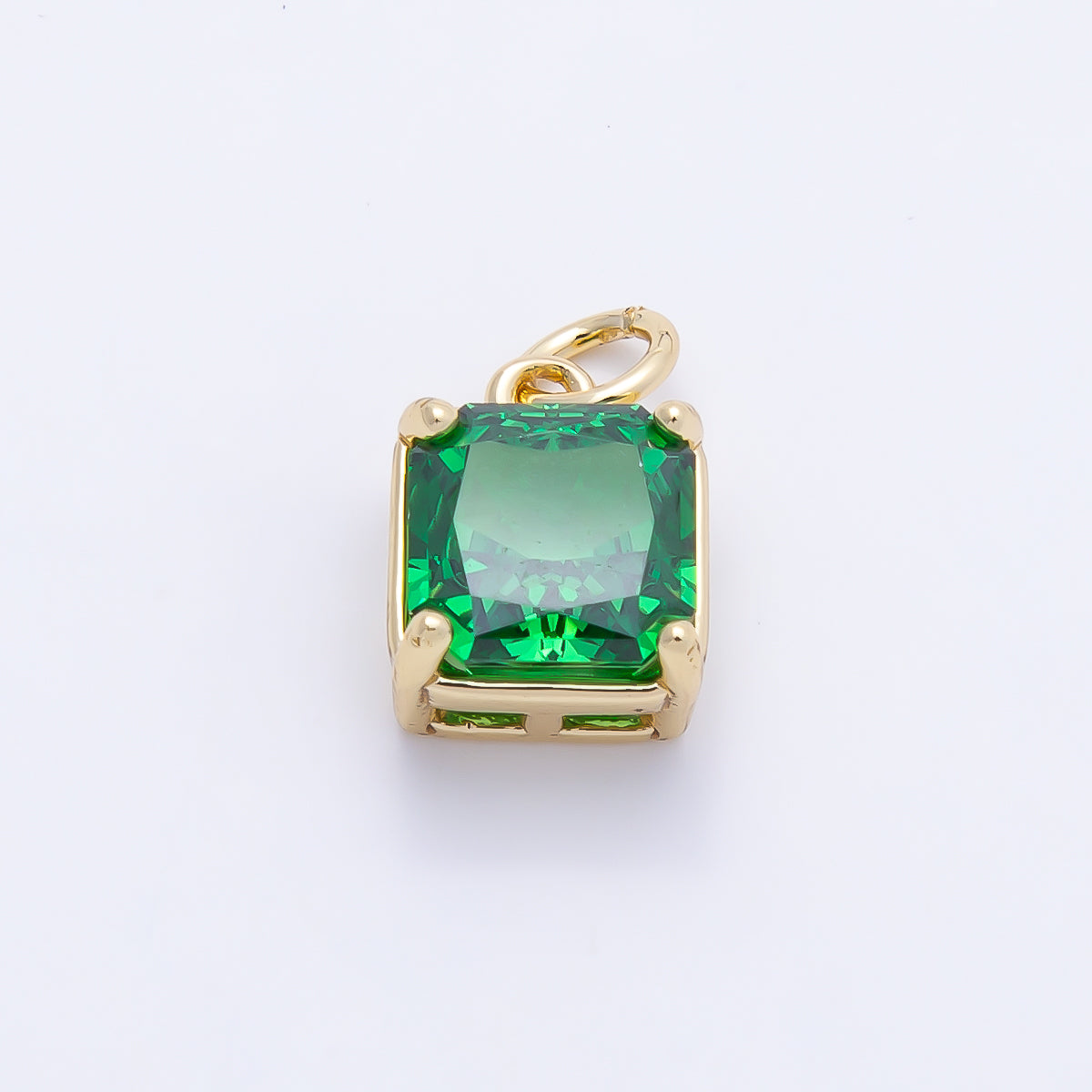 16K Gold Filled 11mm Birthstone CZ Square Charm | Charms-01172 ~ Charms-01183
