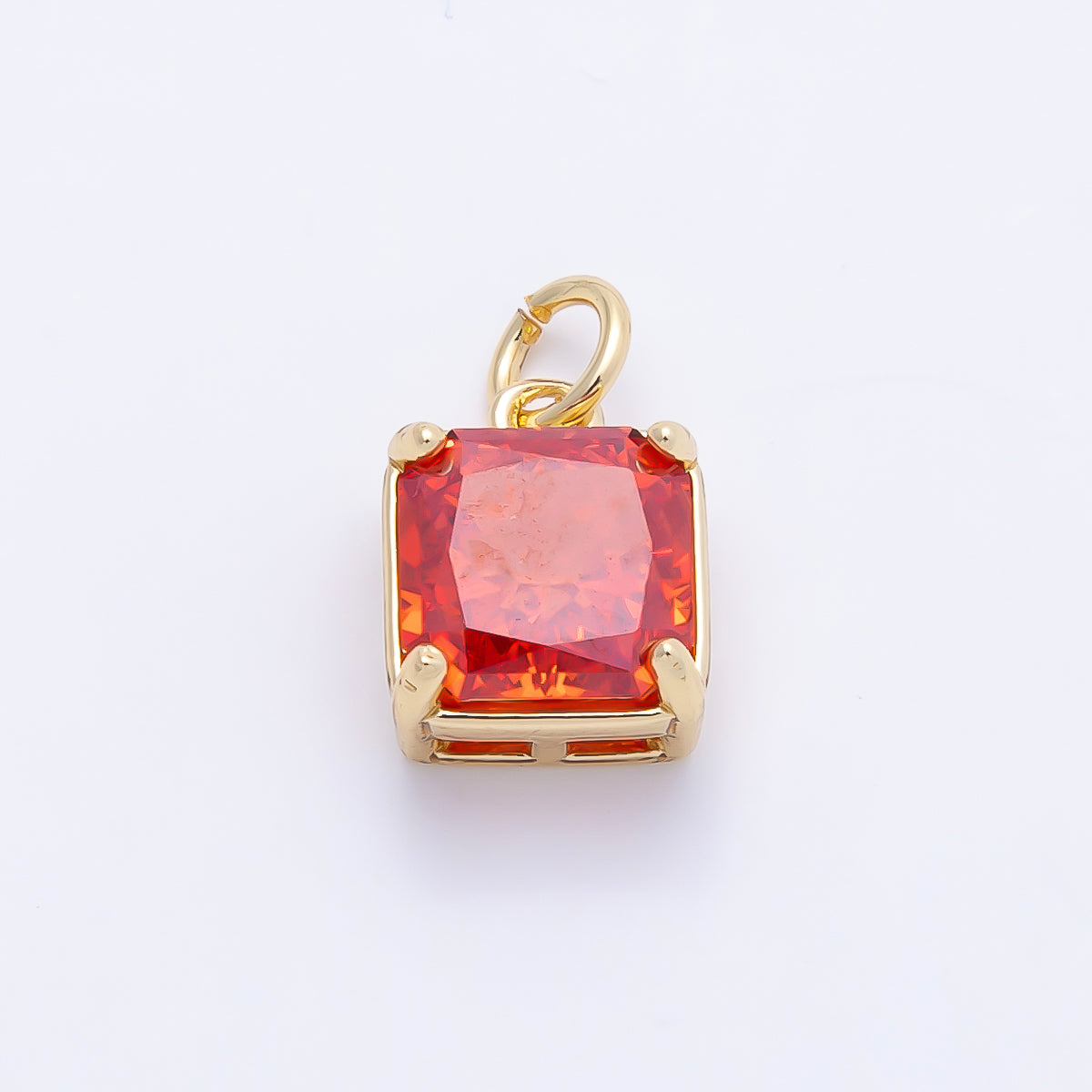 16K Gold Filled 11mm Birthstone CZ Square Charm | Charms-01172 ~ Charms-01183