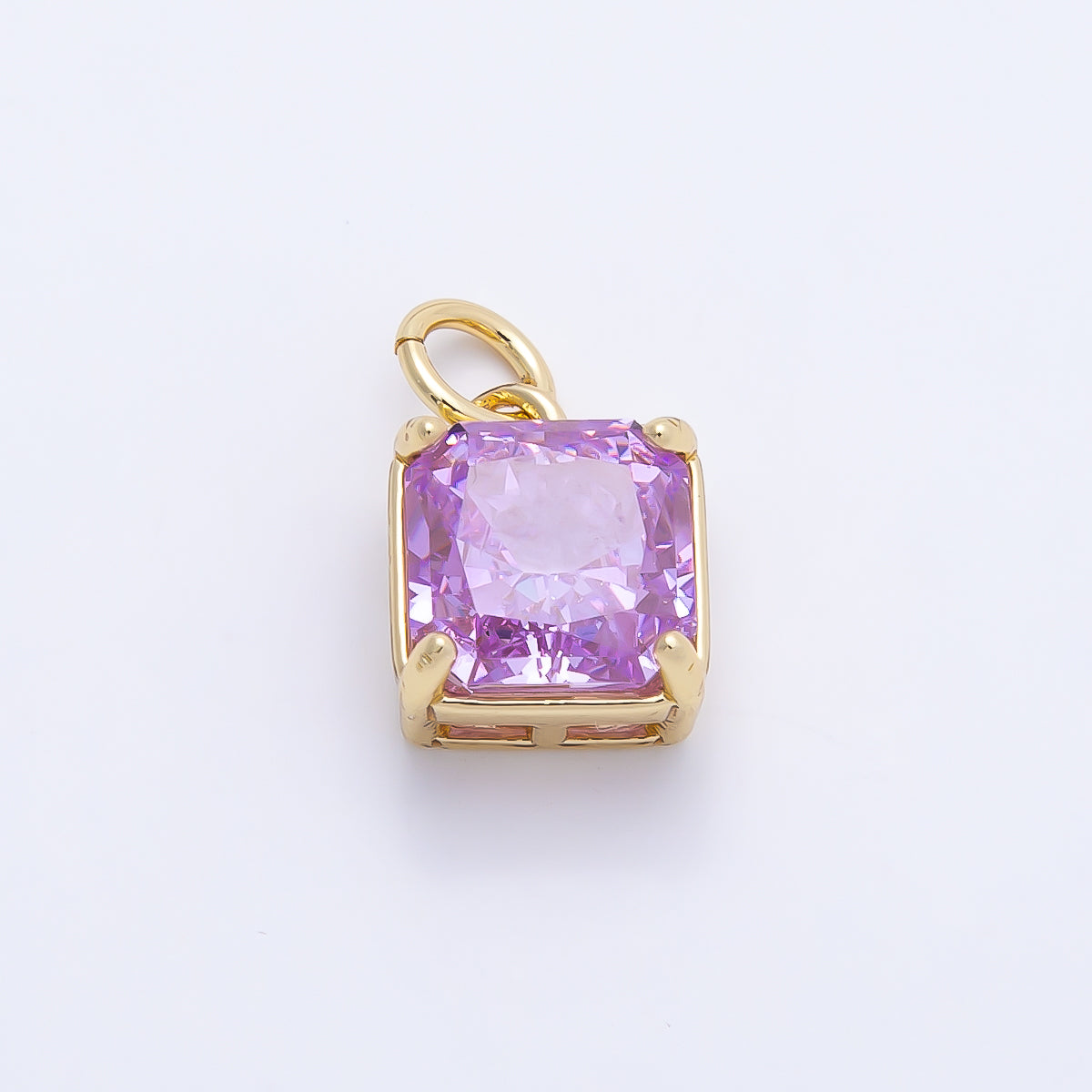 16K Gold Filled 11mm Birthstone CZ Square Charm | Charms-01172 ~ Charms-01183