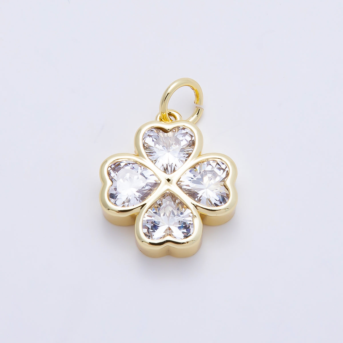 16K Gold Filled 17mm Multicolor, Clear CZ Clover Flower Charm | Charms-01196 Charms-01197